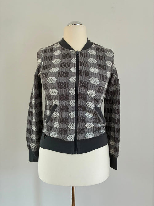 Blutsgeschwister Jacke, Größe S, Grau, Weiß, Vorderansicht