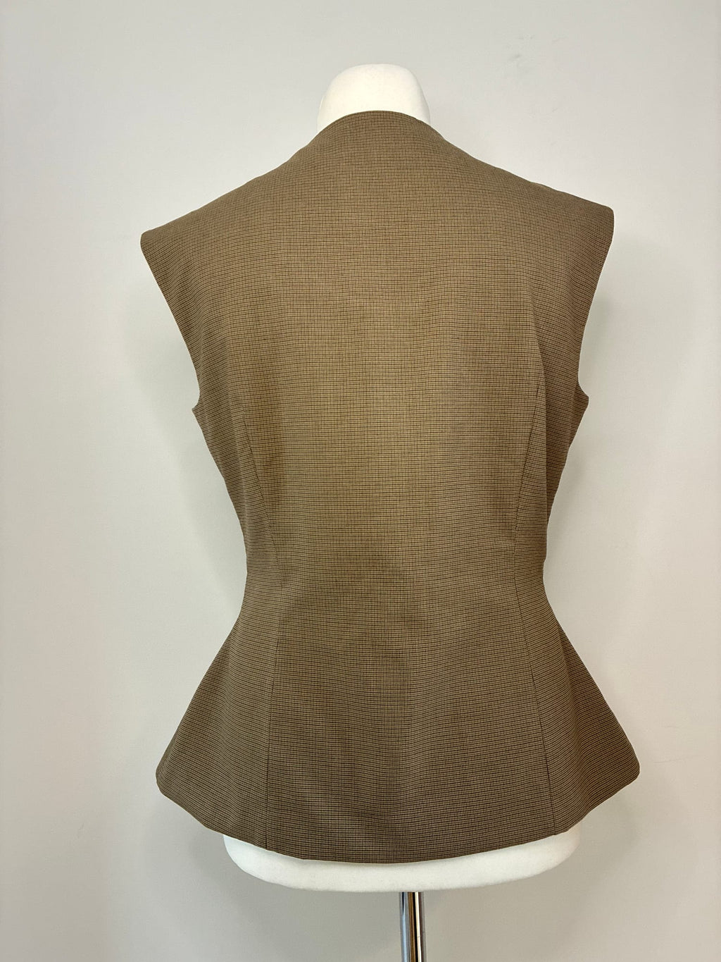 Zara Weste, Größe XXL (EUR), Beige-Braun mit Hahnentritt-Muster, Rückansicht