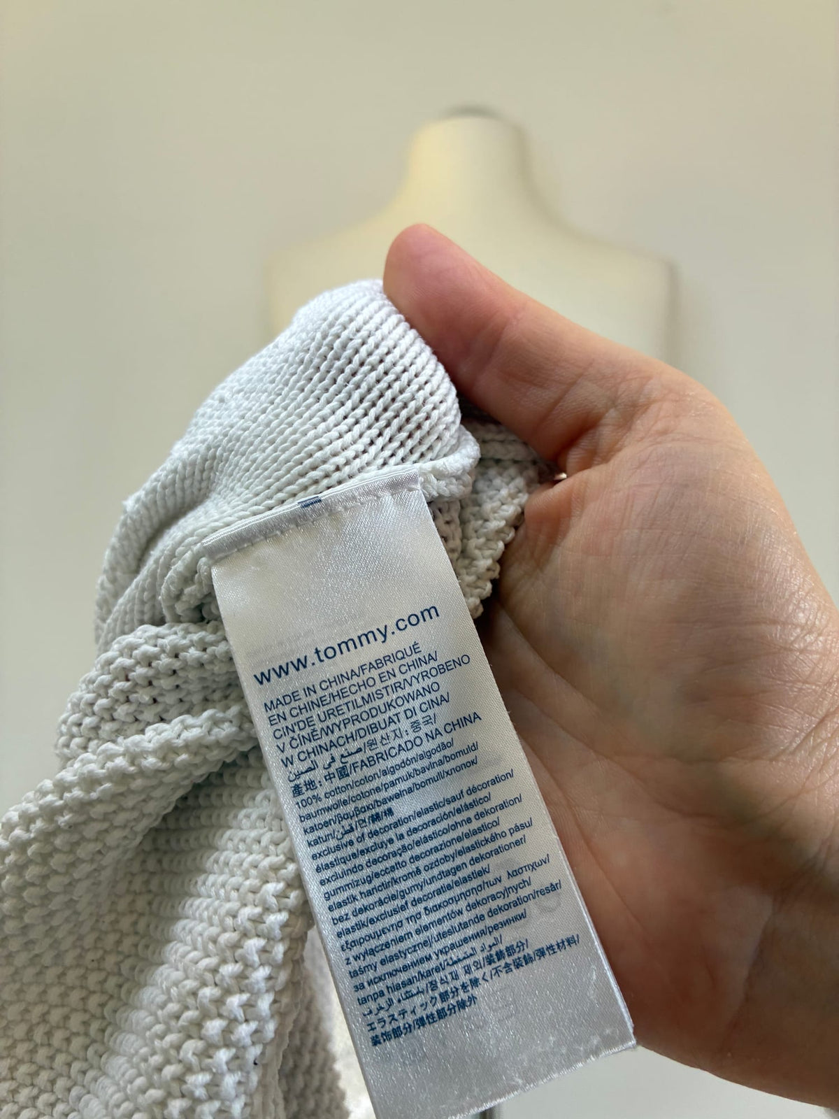 Tommy Hilfiger Pullover, Größe XS, Hellgrau, Materialetikett