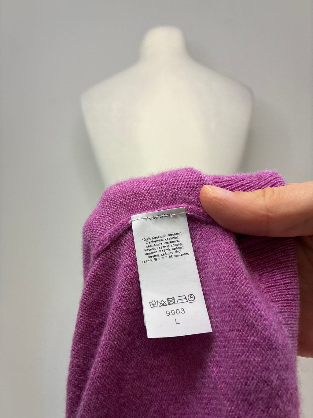 SØR Kurzarmpullover, Größe L, Fuchsia, Materialetikett