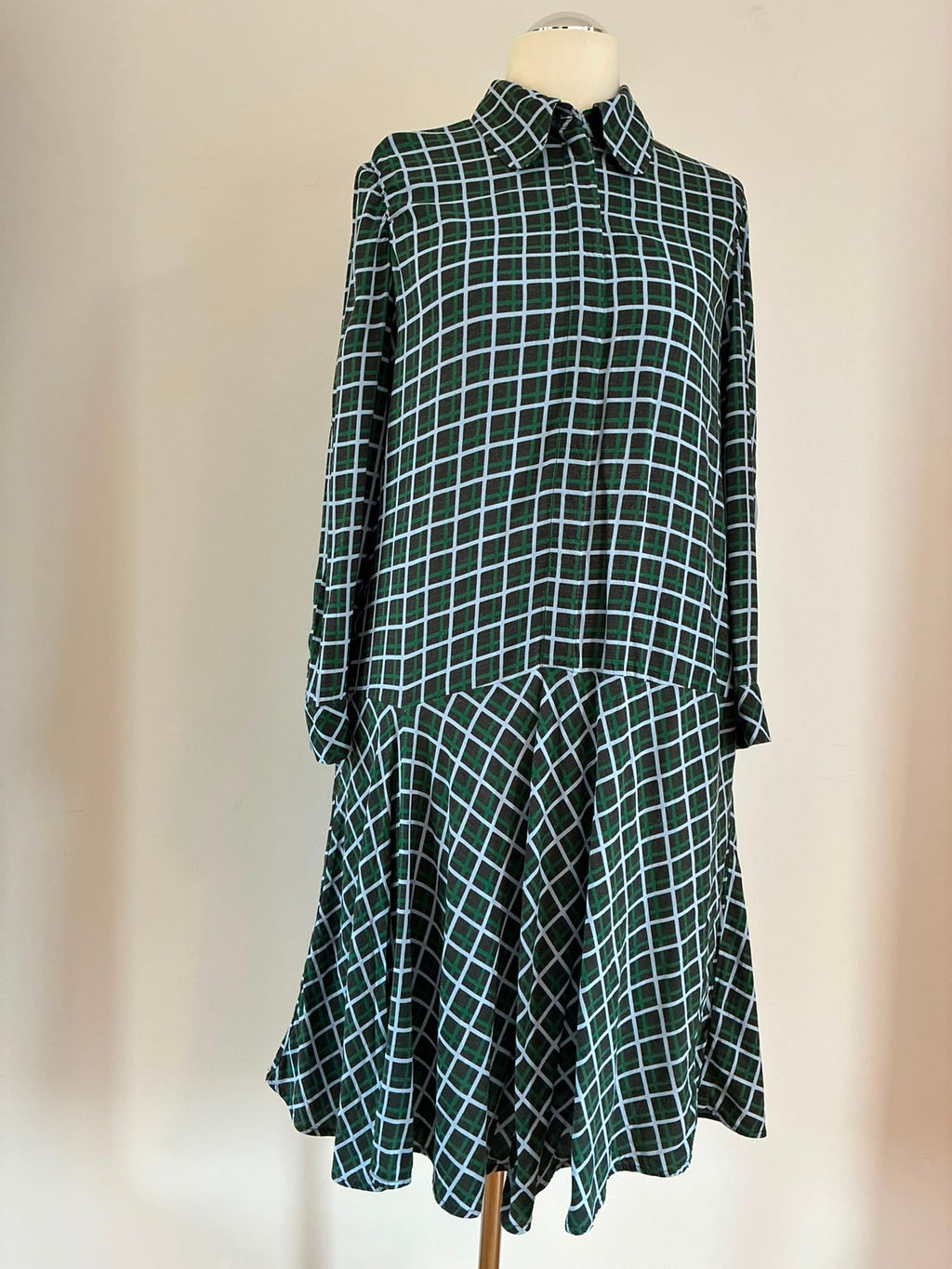 COS Hemdblusenkleid Größe 42 in Grün, Schwarz und Hellblau kariert