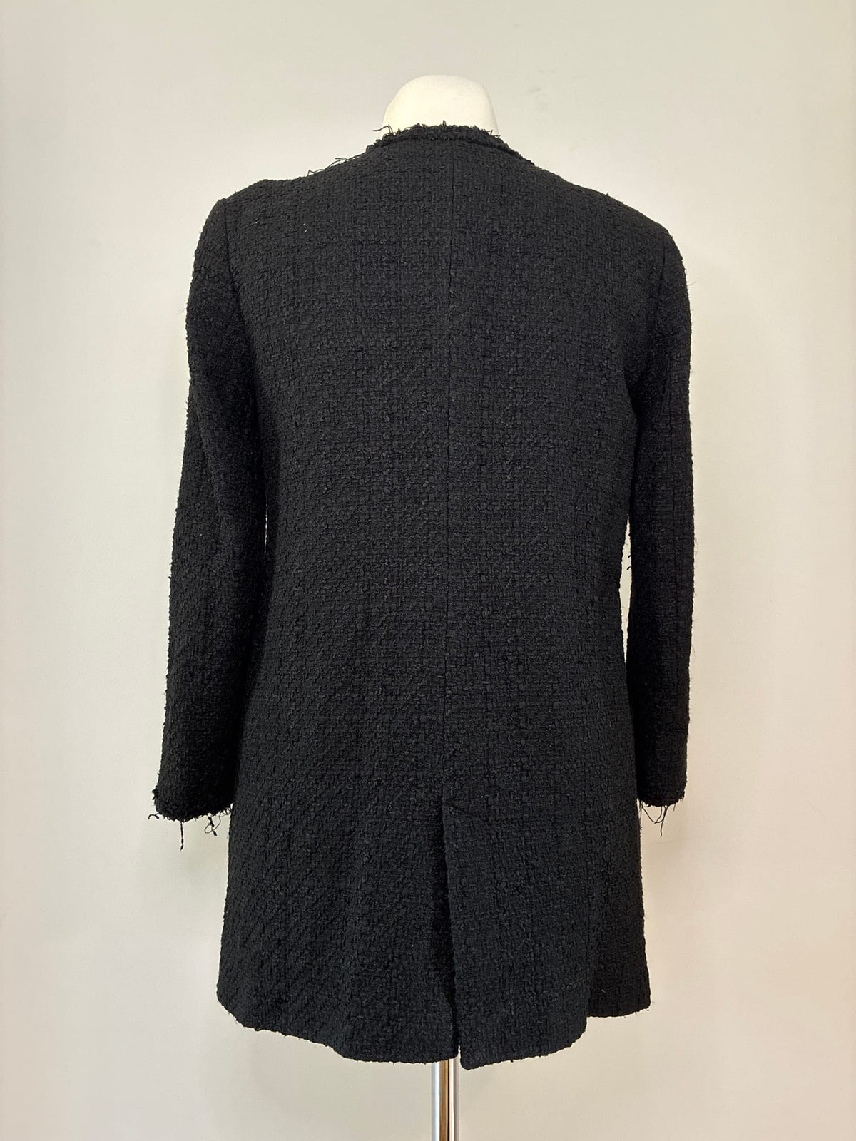 Zara Bouclé-Mantel, Größe L, Schwarz, Rückansicht