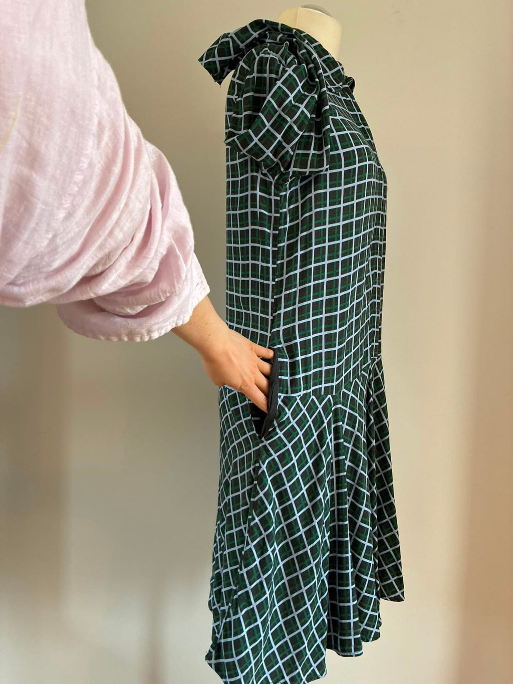 COS Hemdblusenkleid Größe 42 in Grün, Schwarz und Hellblau kariert