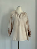 More & More Bluse Größe 44 in Braun und Creme mit Stickerei