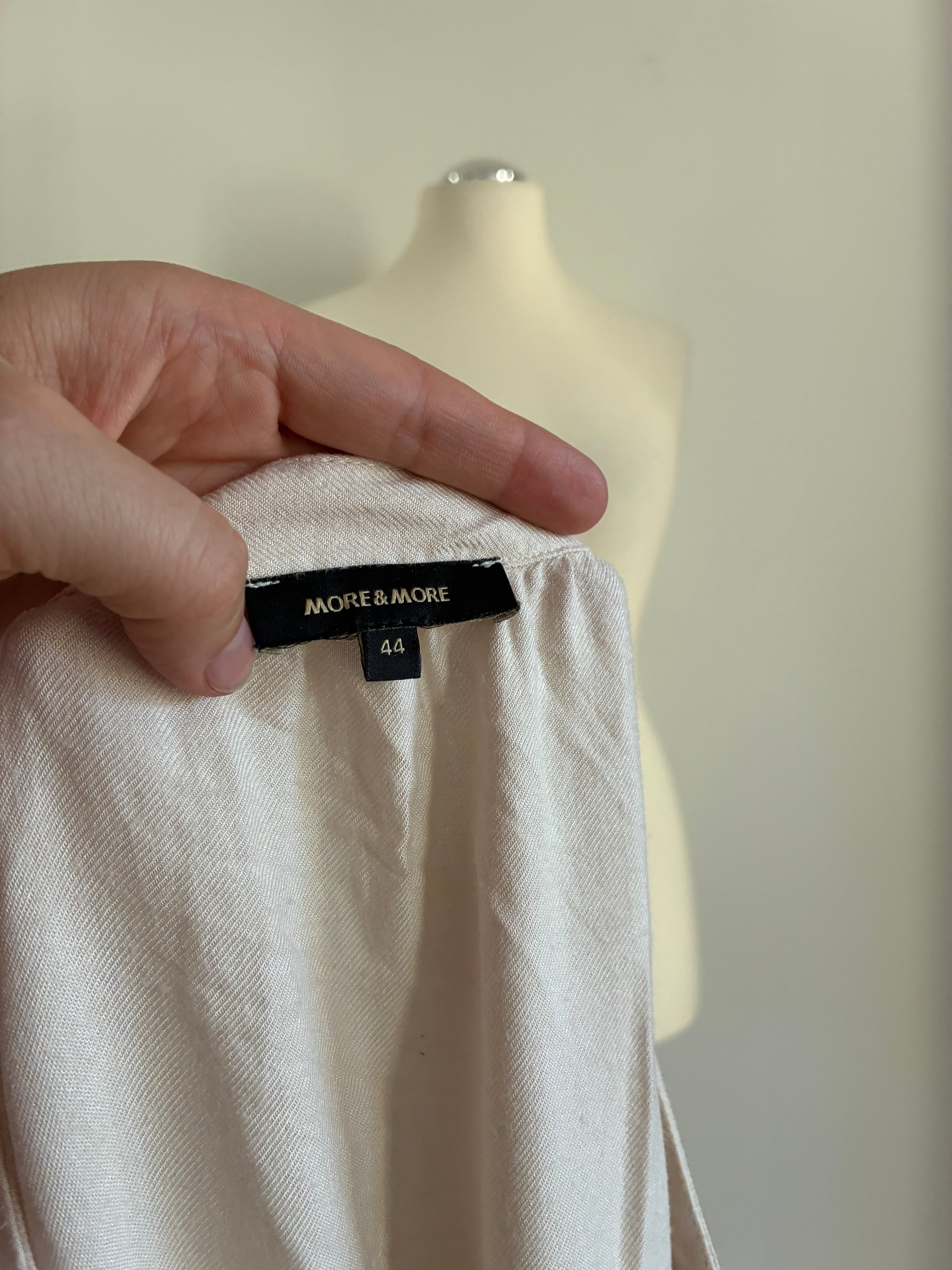 More & More Bluse Größe 44 in Braun und Creme mit Stickerei
