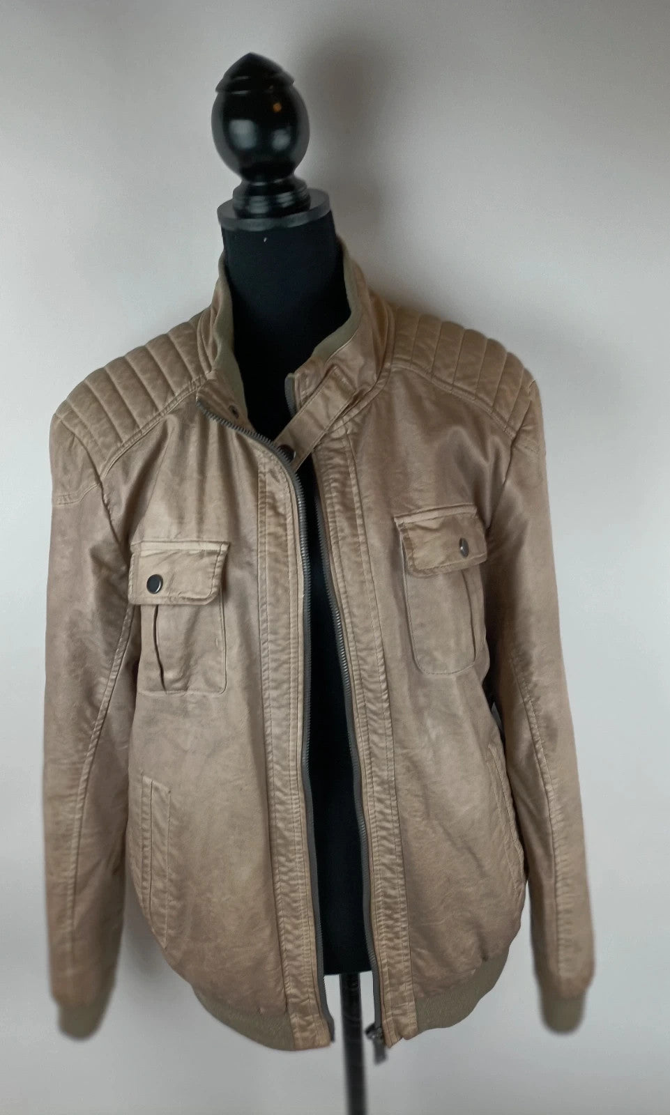 Lässige Lederjacke in braun