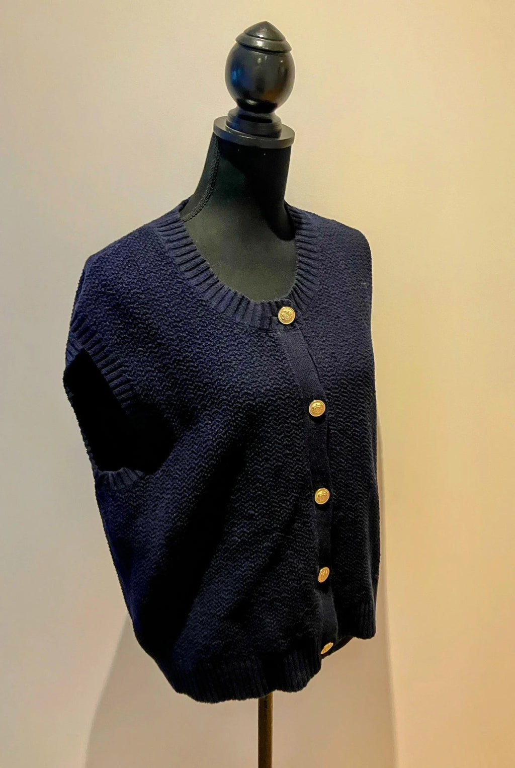 Strickweste in blauer Baumwolle