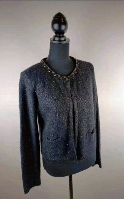 Bouclé-Cardigan mit Perlen – Second-Hand bei Schickisch