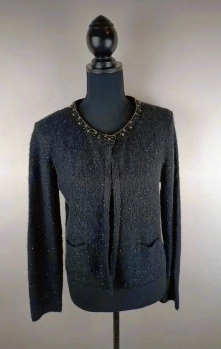 Bouclé-Cardigan mit Perlen-Details
