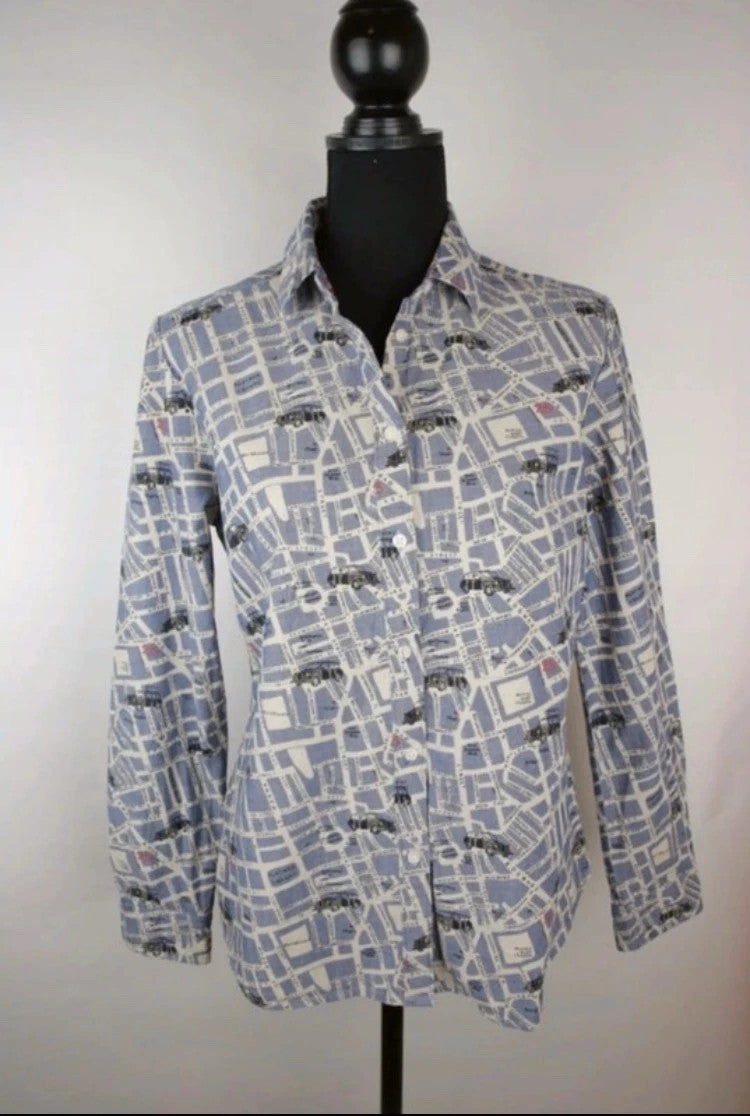 Bluse mit Stadtplan-Muster – Second-Hand bei Schickisch