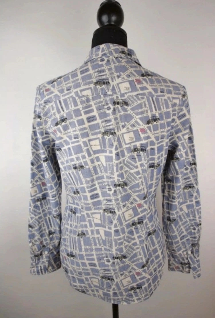 Designerbluse mit Stadtplan-Muster