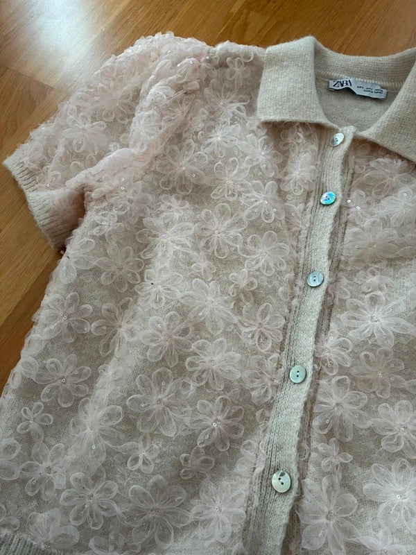 Charmes Wollshirt mit Blumenmuster