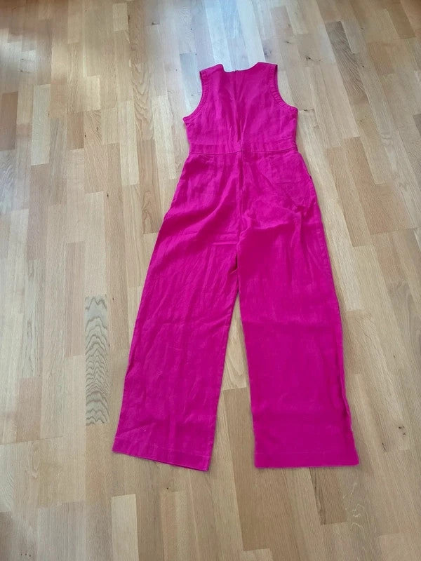 Leinen Overall in Fuchsia