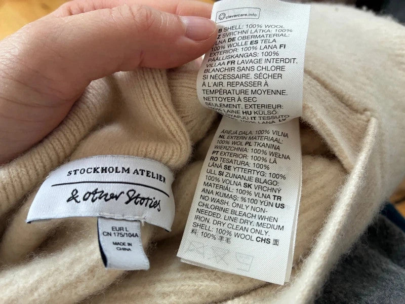 Cozy Strickpullover mit Polo-Kragen, Hellbeige