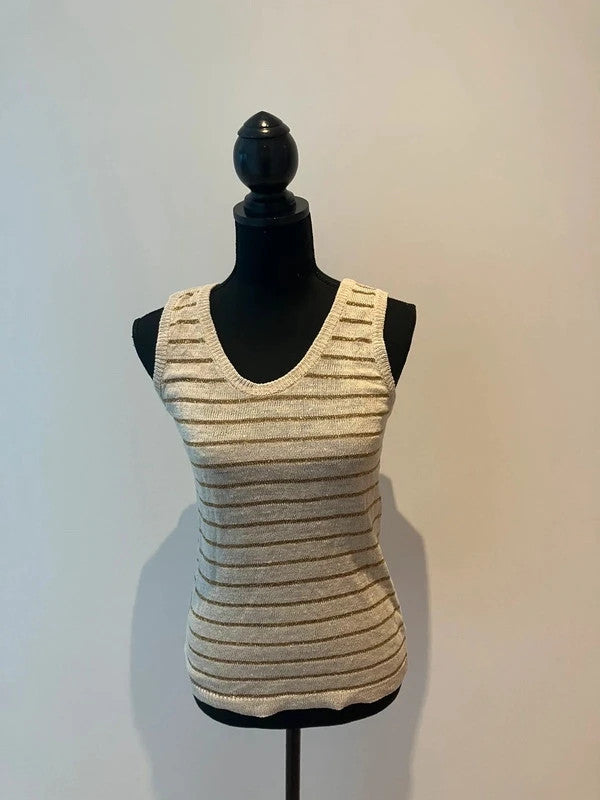 Sommershirt aus Leinen mit goldenen Streifen – Second-Hand bei Schickisch