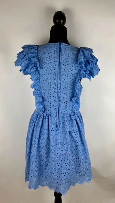 Hellblaues Broderie-Anglaise-Sommerkleid von H&M, weitere Ansicht