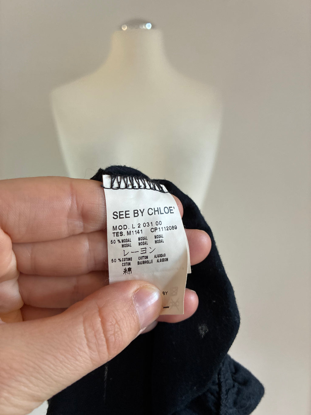 See By Chloé Bluse Größe M 38 in Schwarz mit Rüschen und ¾-Ärmeln