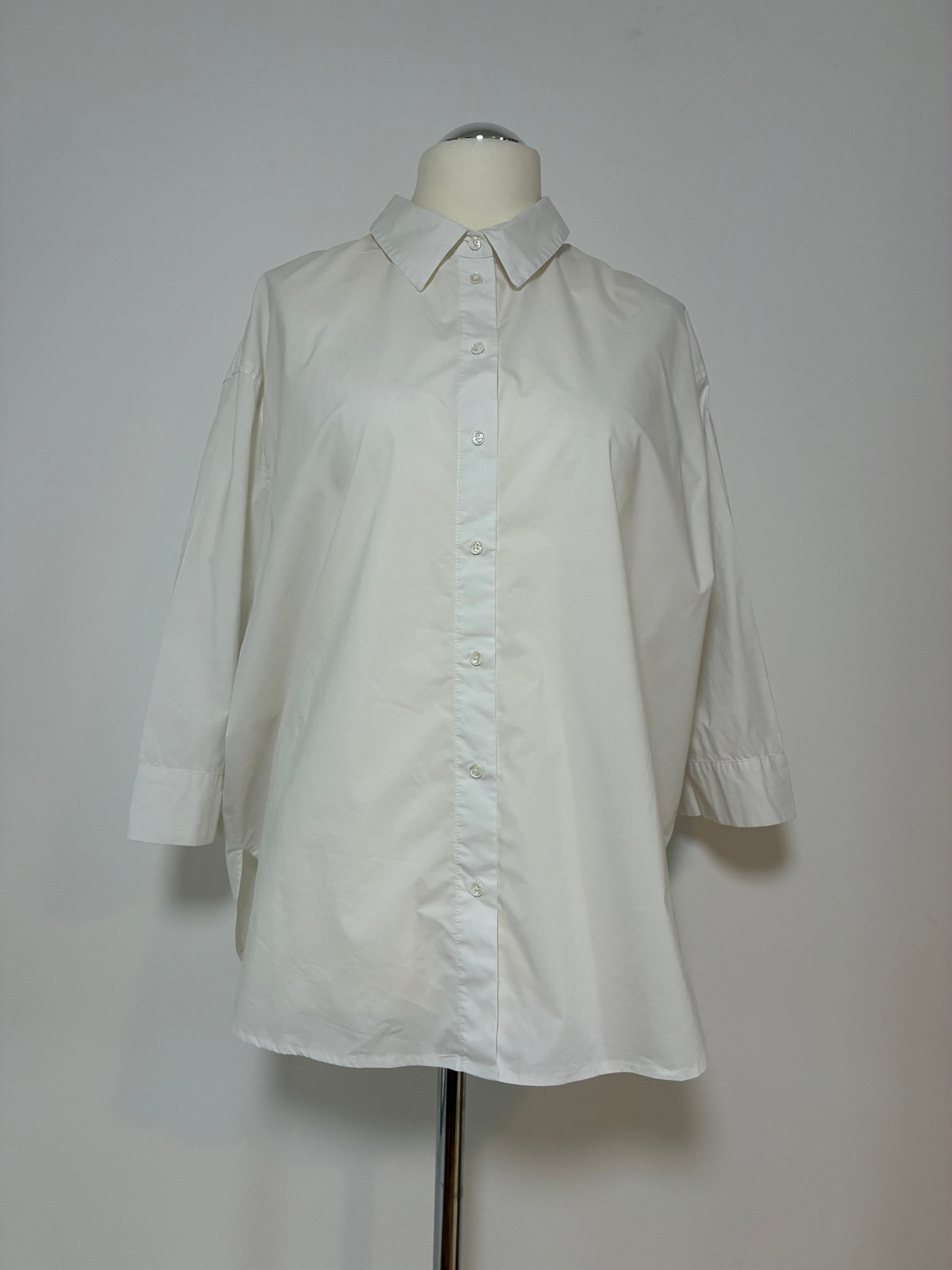 OPUS Bluse Größe 42 in Weiß mit halblangen Ärmeln