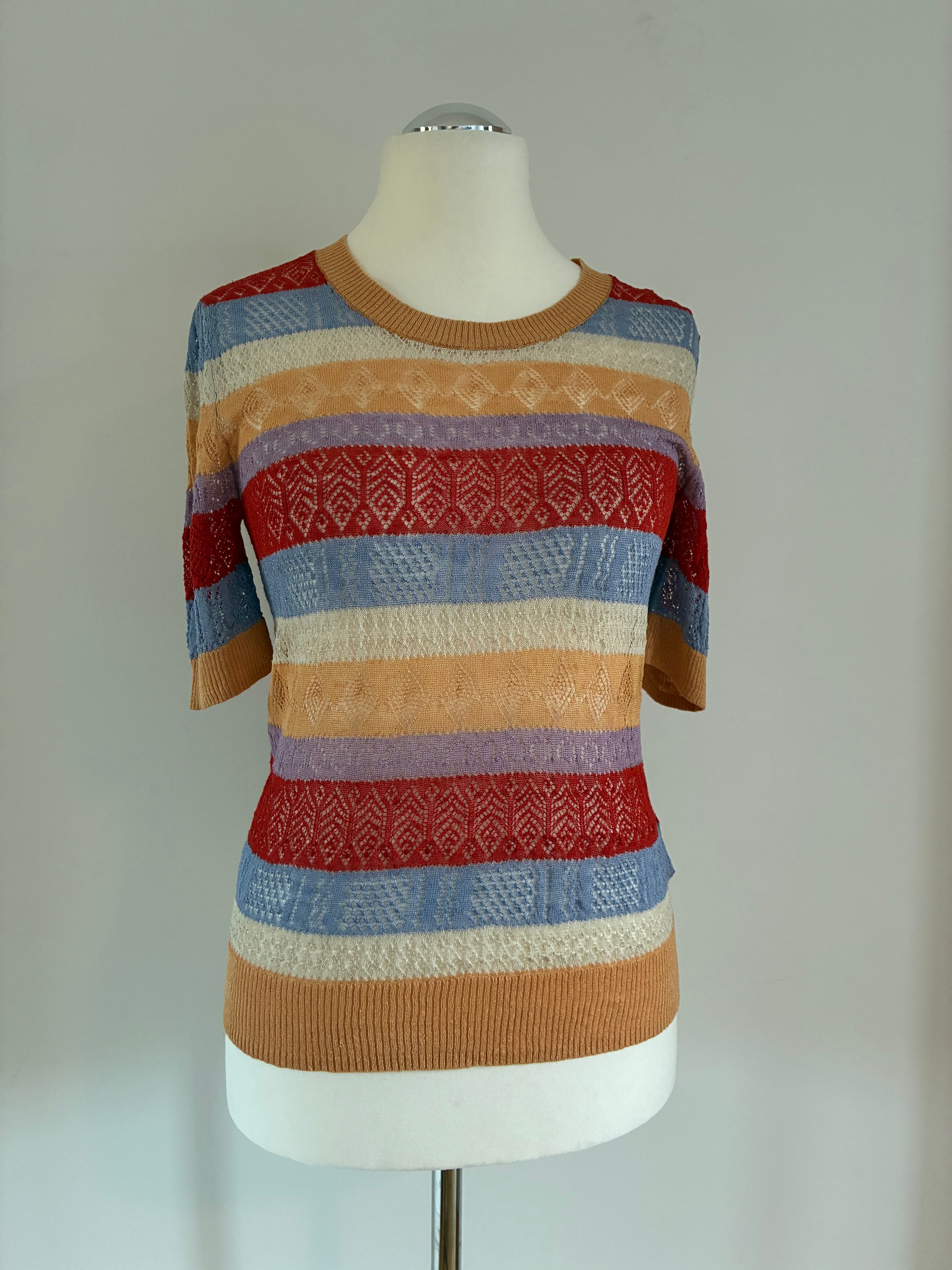 Noa Noa Kurzarm-Pullover Größe L 40 mit Lochmuster – neu mit Etikett