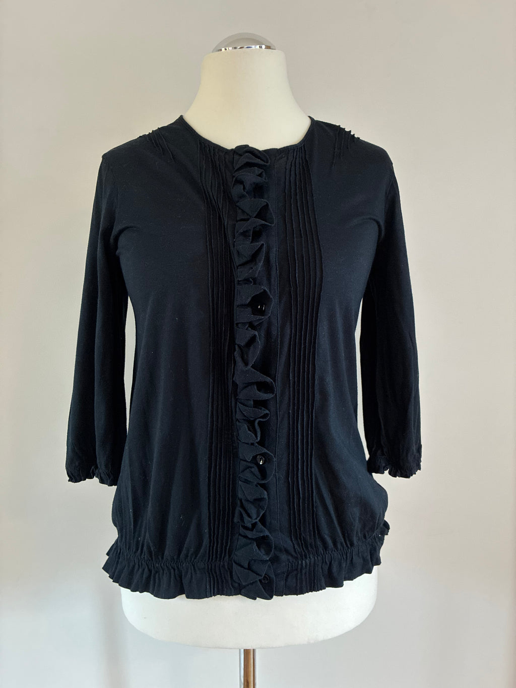 See By Chloé Bluse Größe M 38 in Schwarz mit Rüschen und ¾-Ärmeln