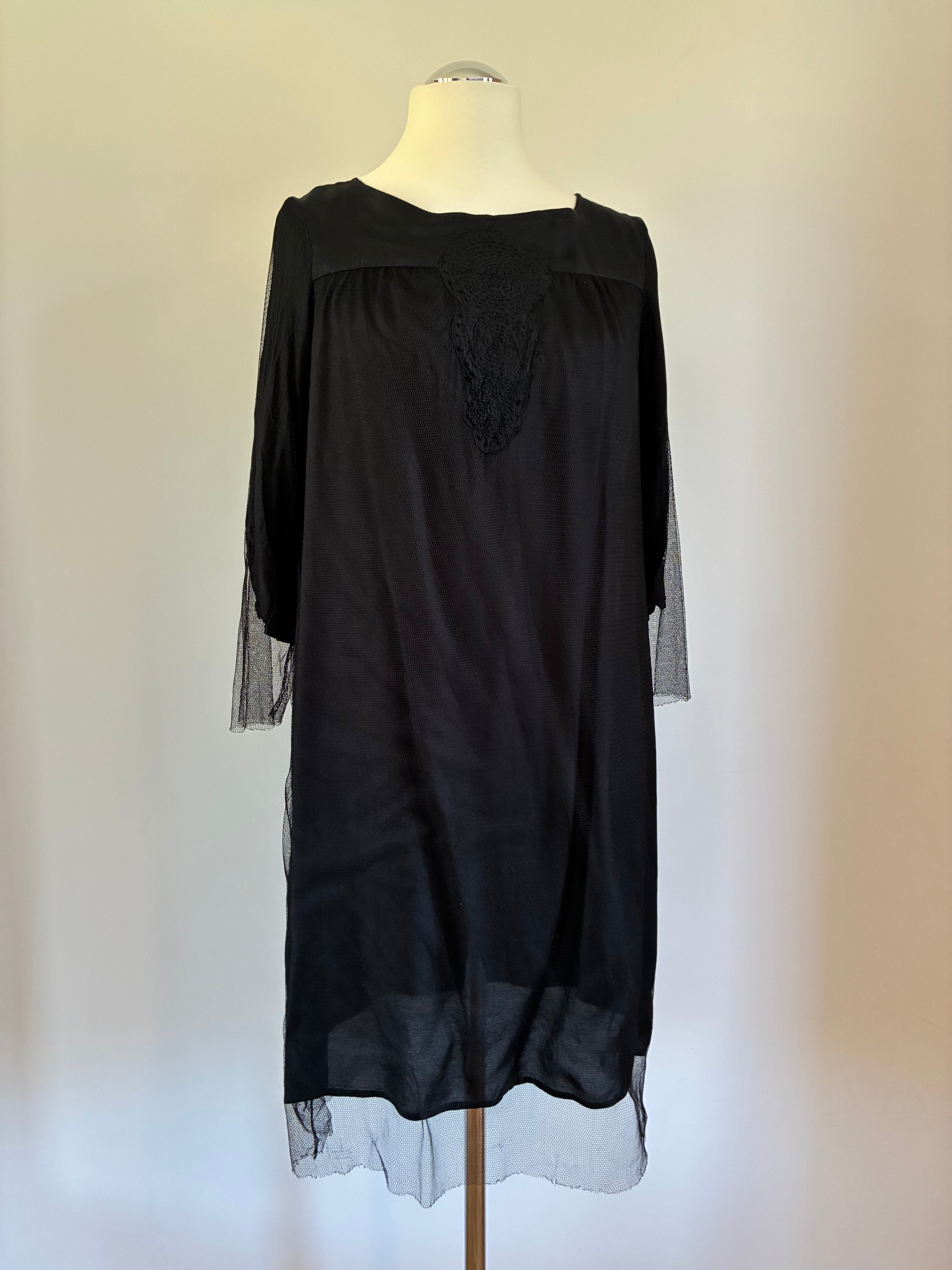 Noa Noa Kleid Größe M 38 in Schwarz mit Tüll und Stickerei – neu mit Etikett