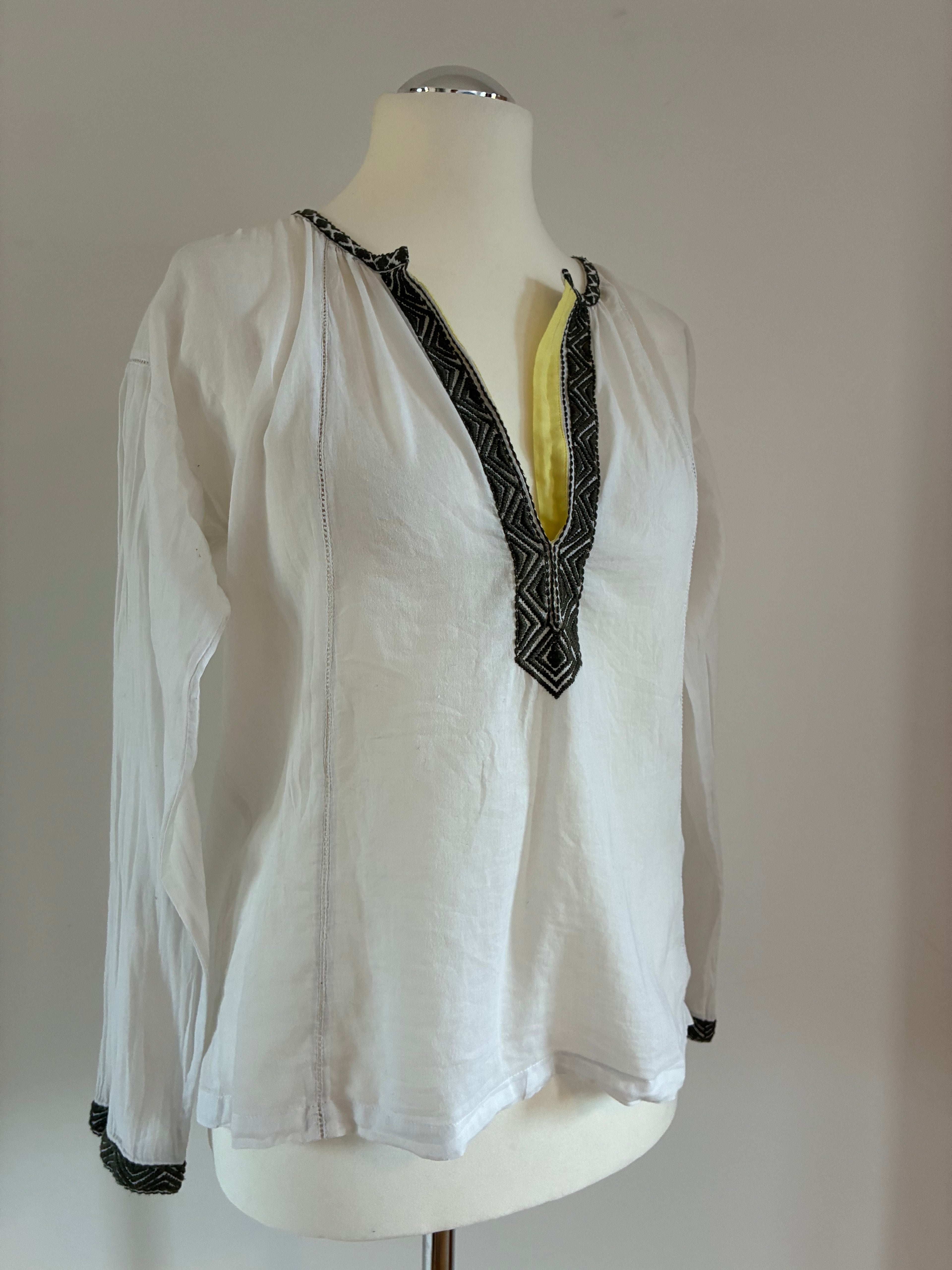 Noa Noa Baumwollbluse mit Stickerei im Boho-Stil – Größe M / 38