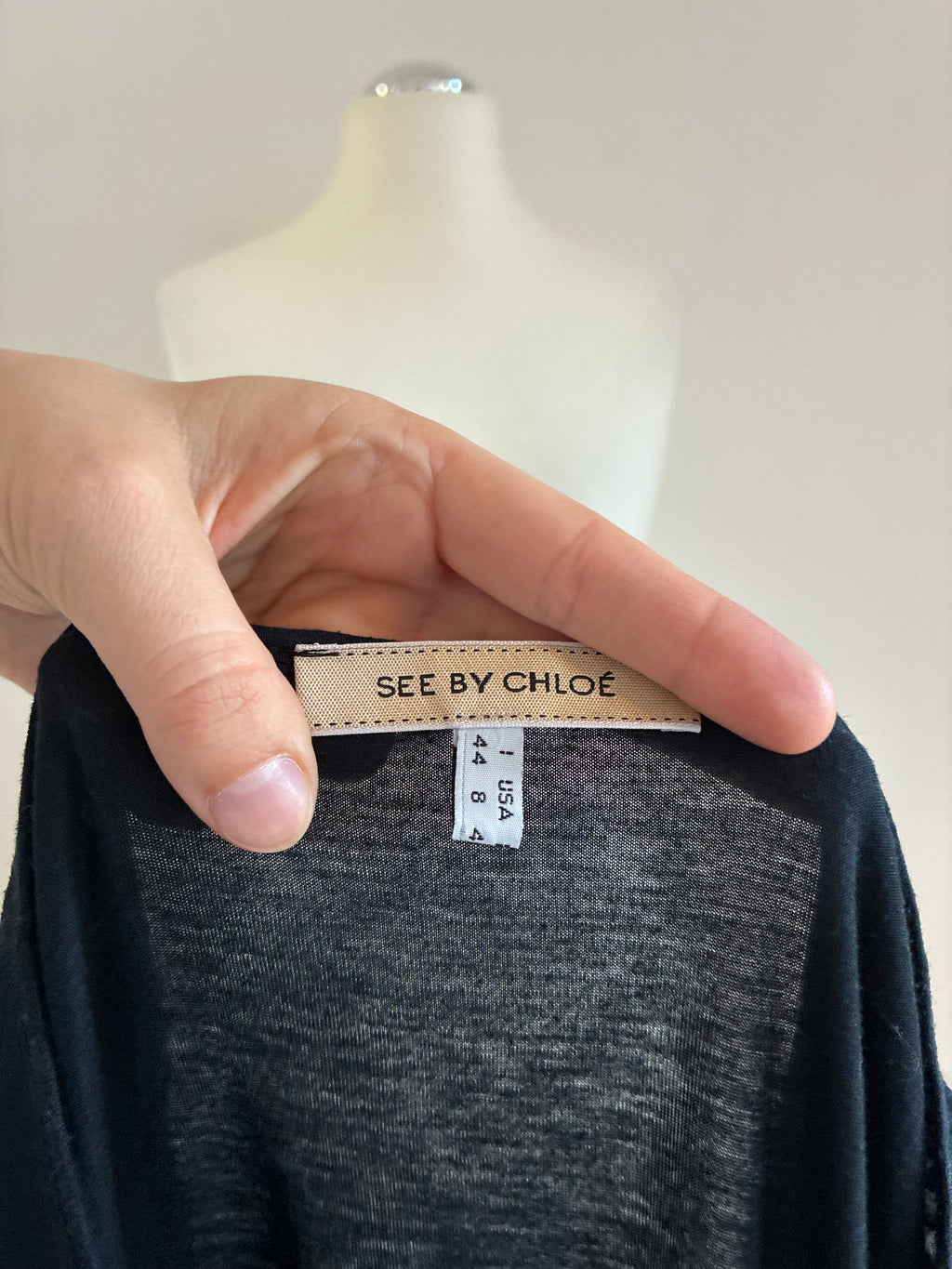 See By Chloé Bluse Größe M 38 in Schwarz mit Rüschen und ¾-Ärmeln
