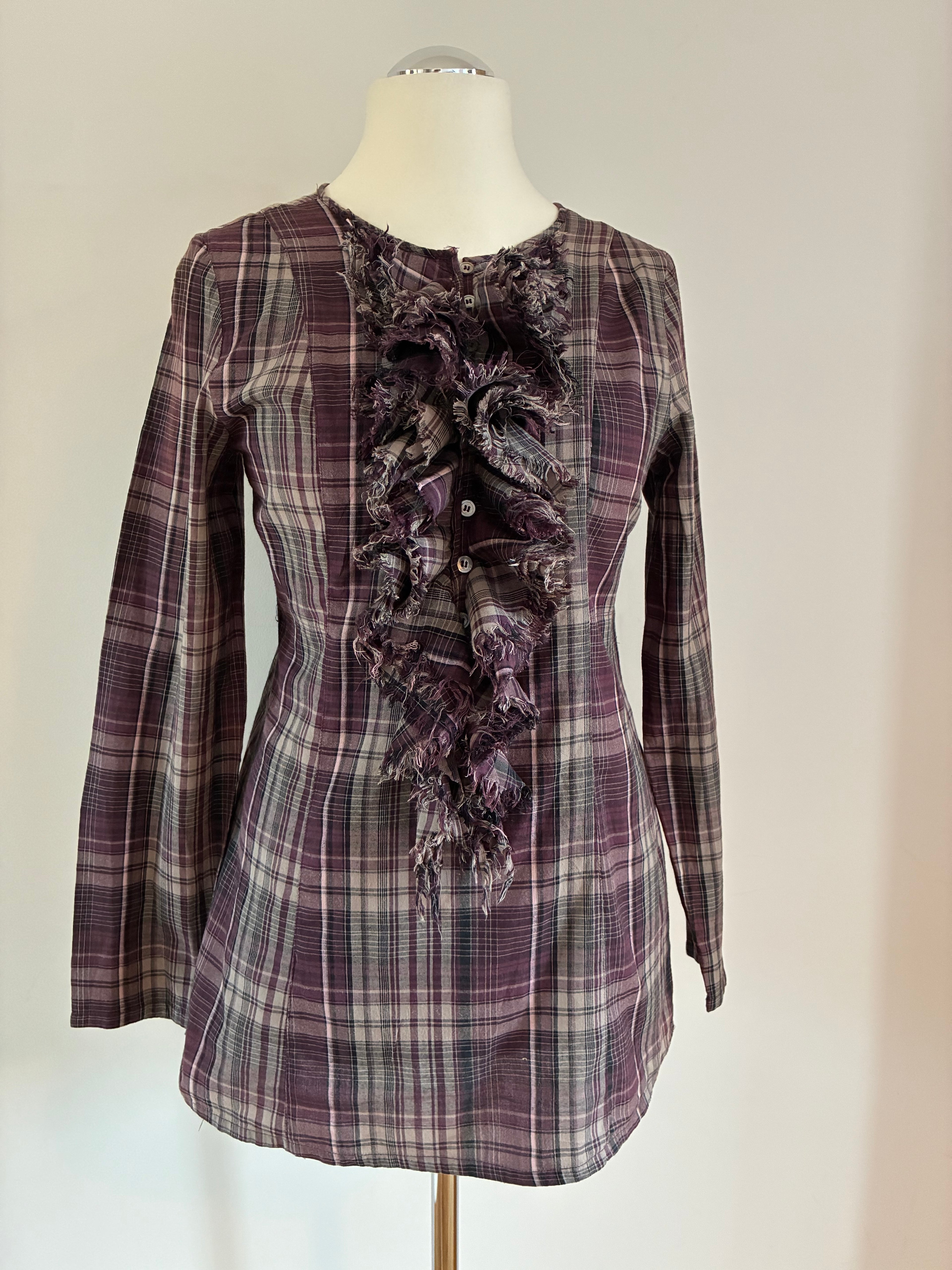 Noa Noa Bluse mit Muster und Volants – Größe L / 40