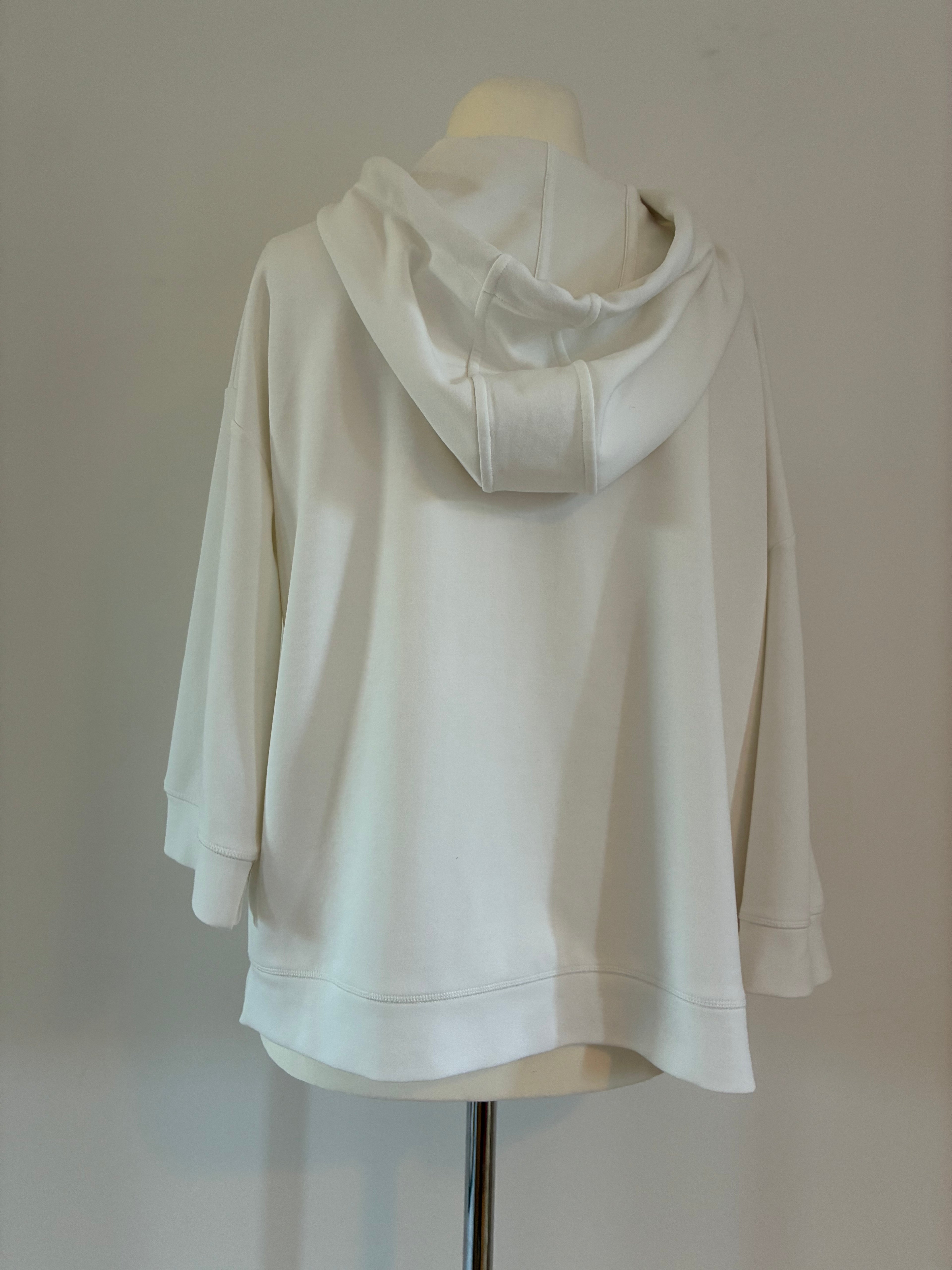 Zero Oversize-Hoodie in Cremeweiß mit Kapuze – Größe XXL / 44