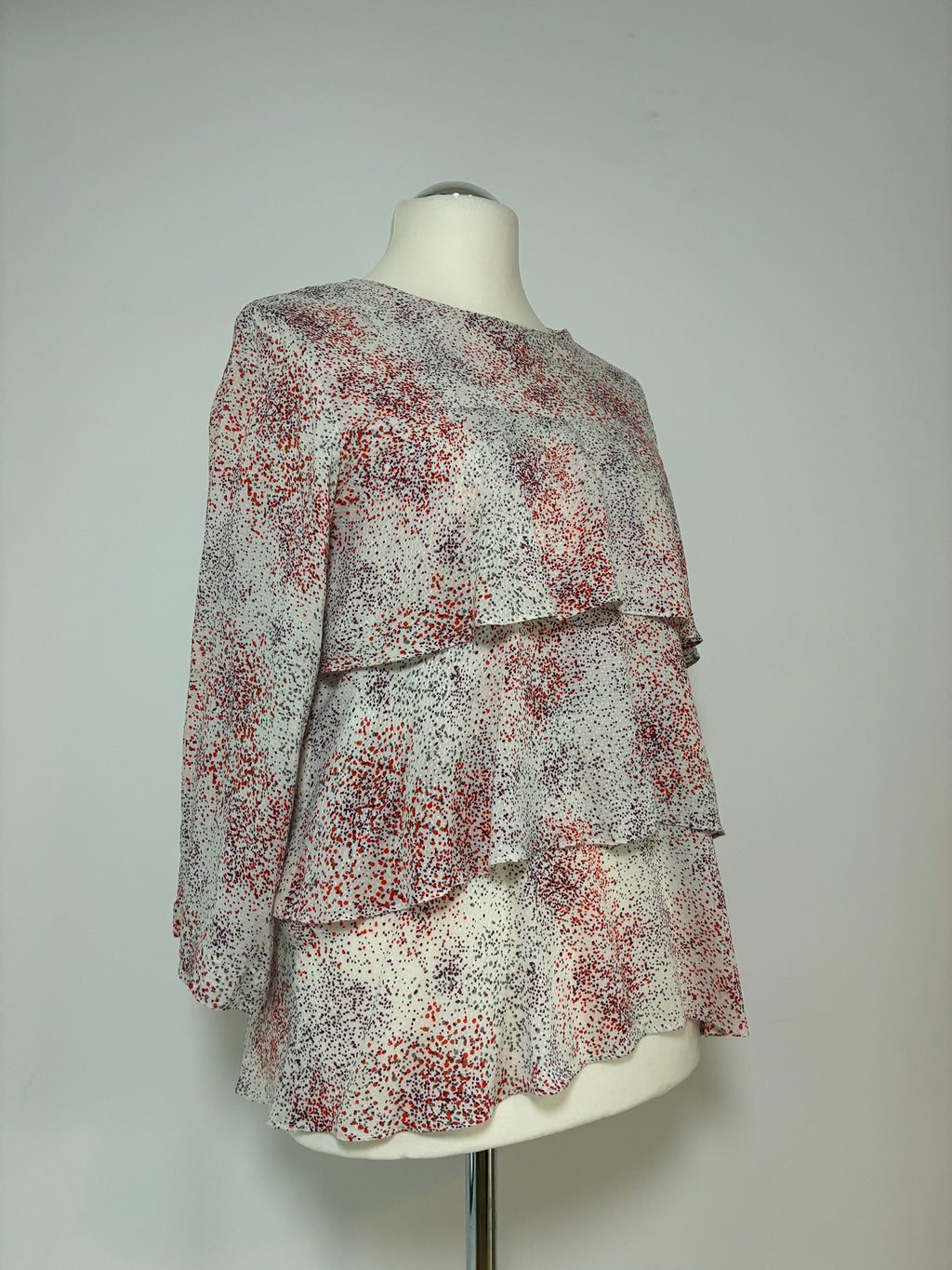 Second Female Sommerbluse Größe L 40 in Creme mit feinem Sprenkelmuster