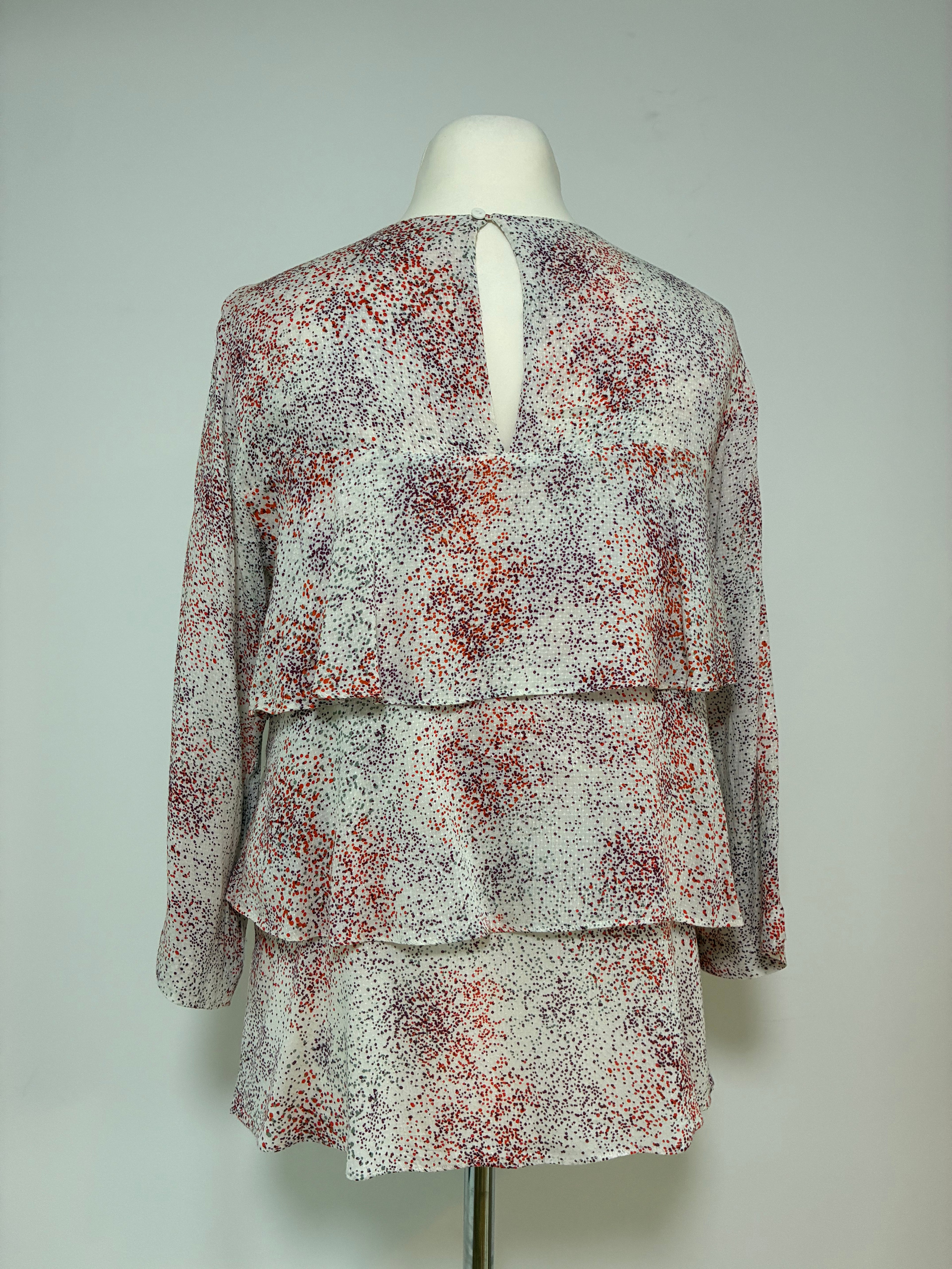 Second Female Sommerbluse Größe L 40 in Creme mit feinem Sprenkelmuster