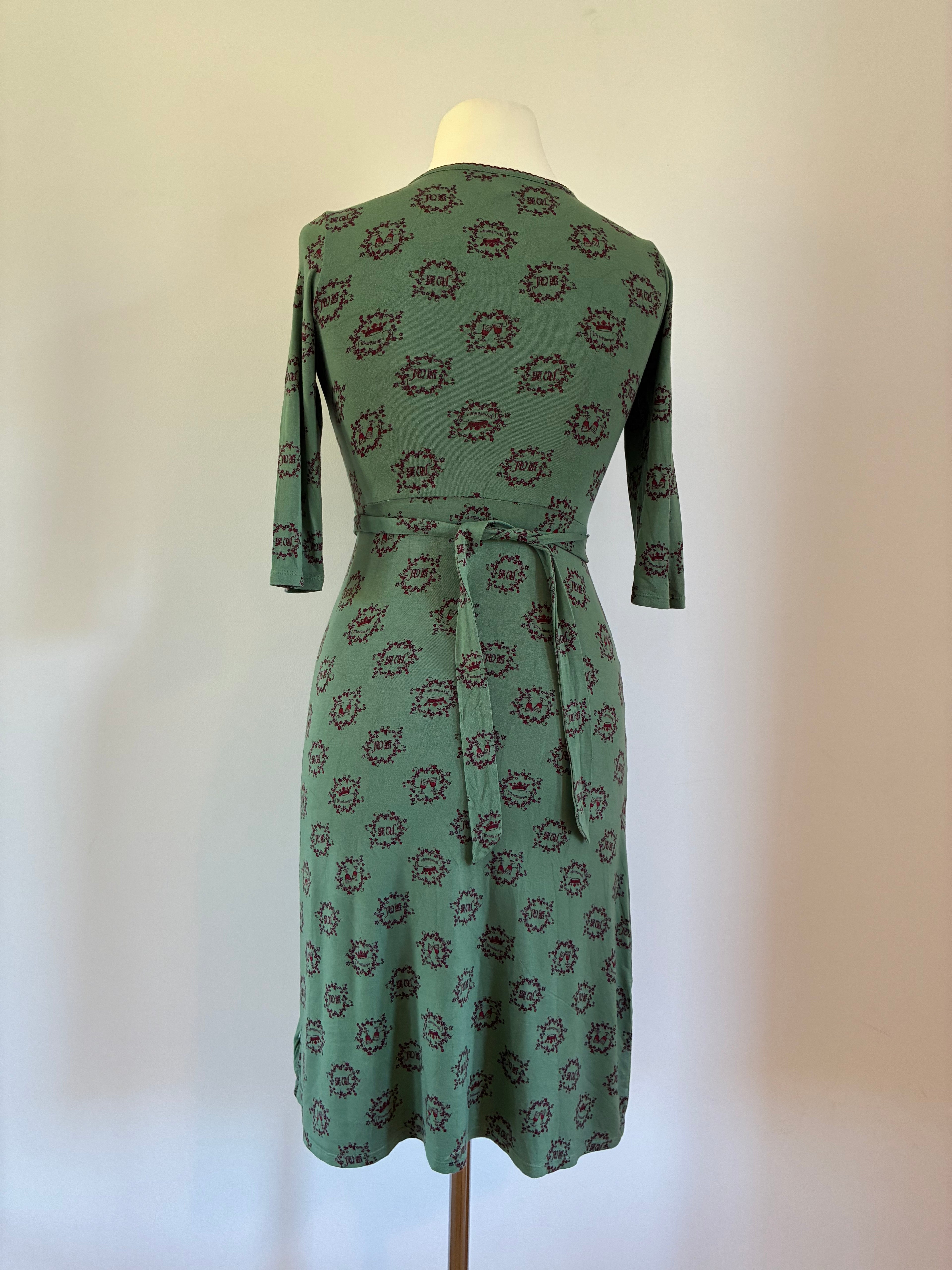 Blutsgeschwister Kleid Größe XS 34 in Grün-Rot mit detailreichem Muster