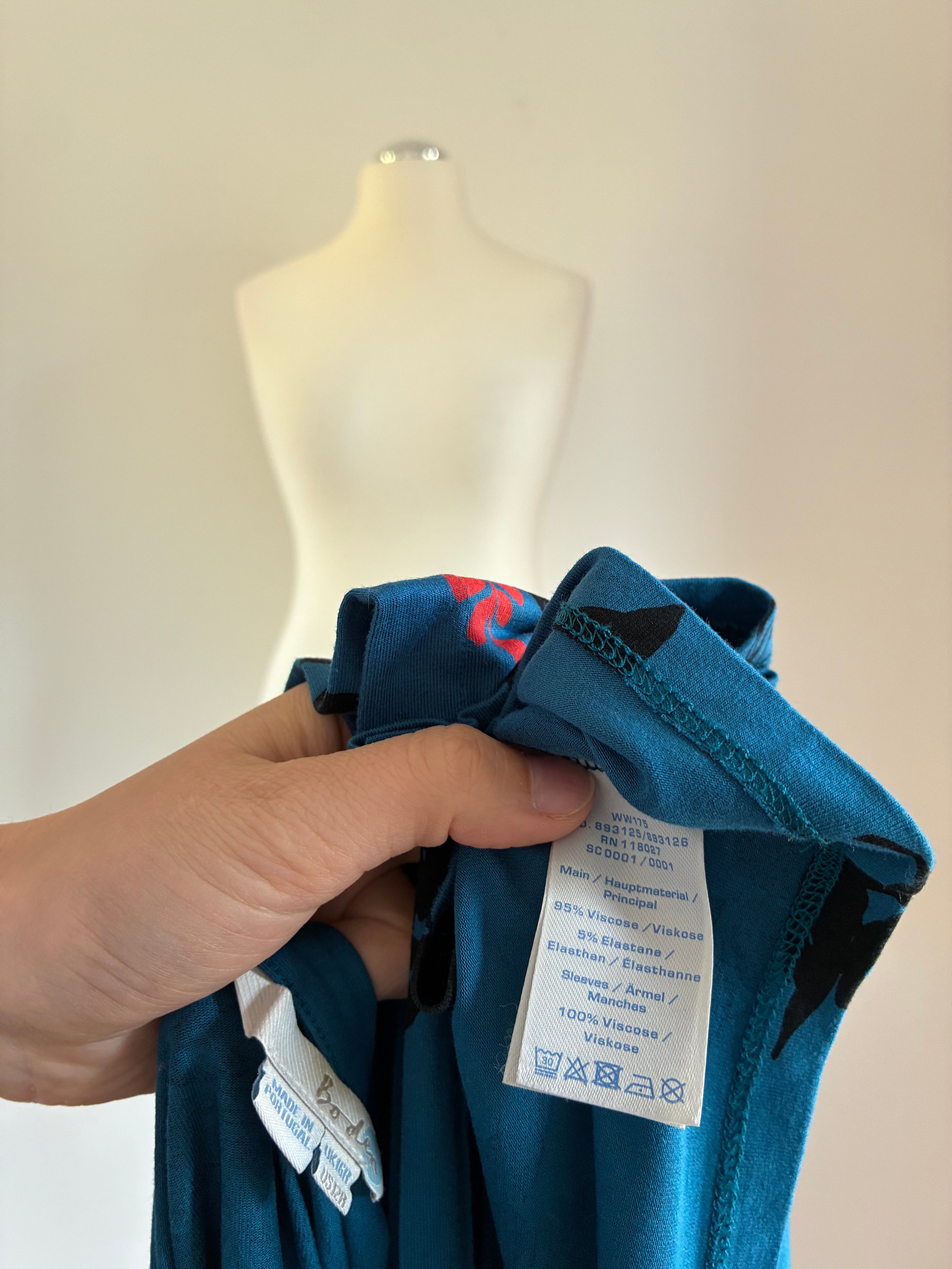 Boden Wickelkleid Petrol Blau mit Blumenprint – Gr. UK 16 / DE 44