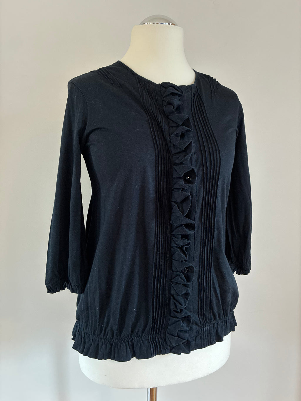 See By Chloé Bluse Größe M 38 in Schwarz mit Rüschen und ¾-Ärmeln