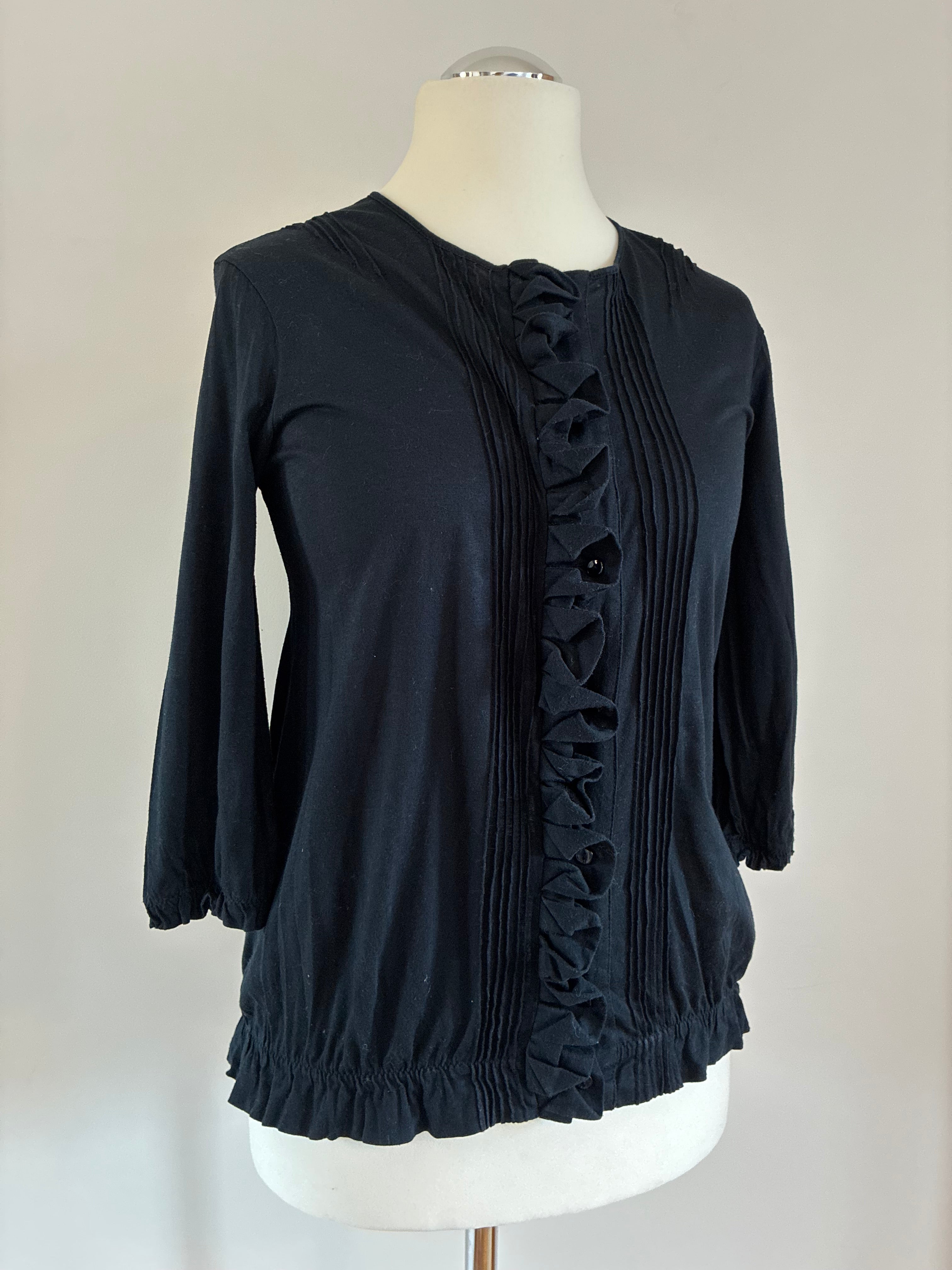 See By Chloé Bluse Größe M 38 in Schwarz mit Rüschen und ¾-Ärmeln