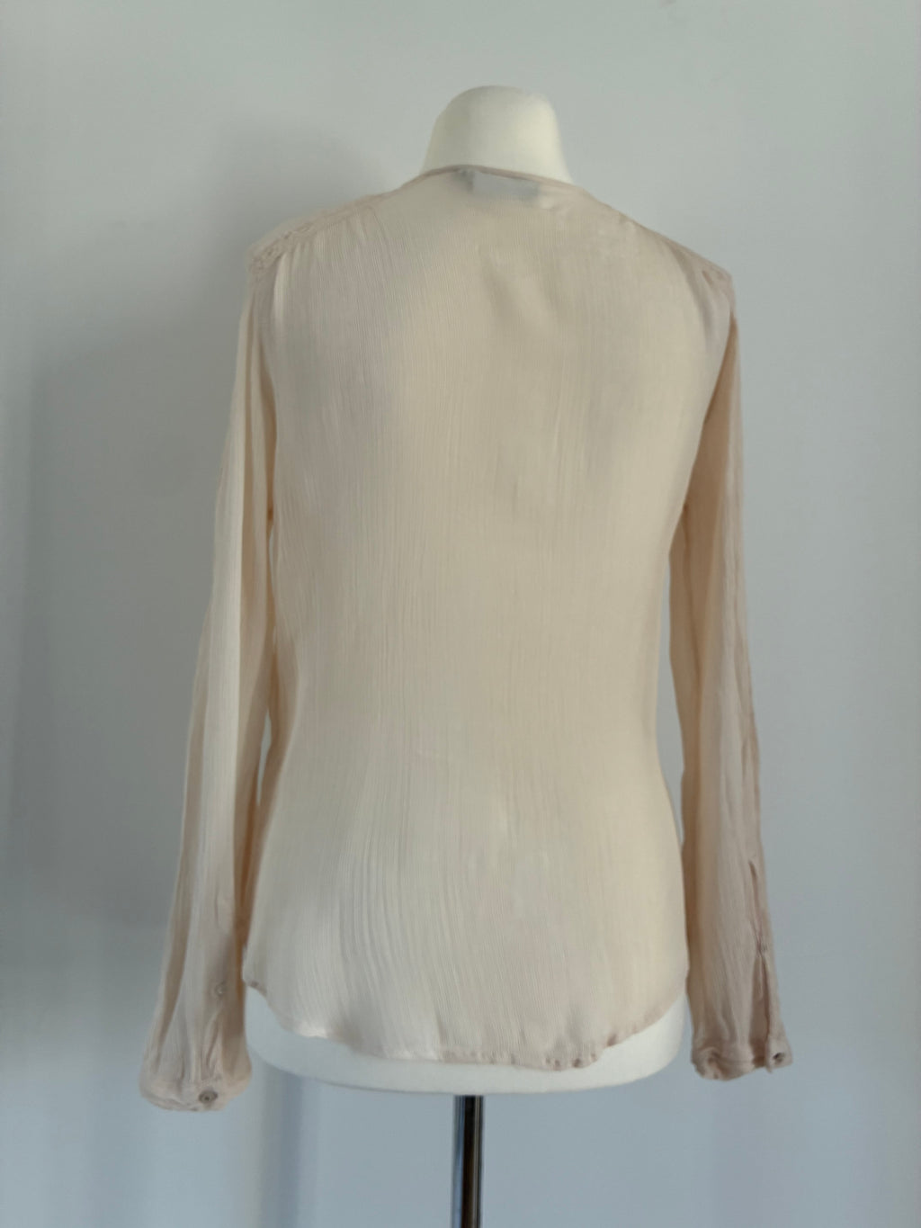 Noa Noa Bluse in Creme mit Spitze und Crinkle-Struktur – Größe XL / 42