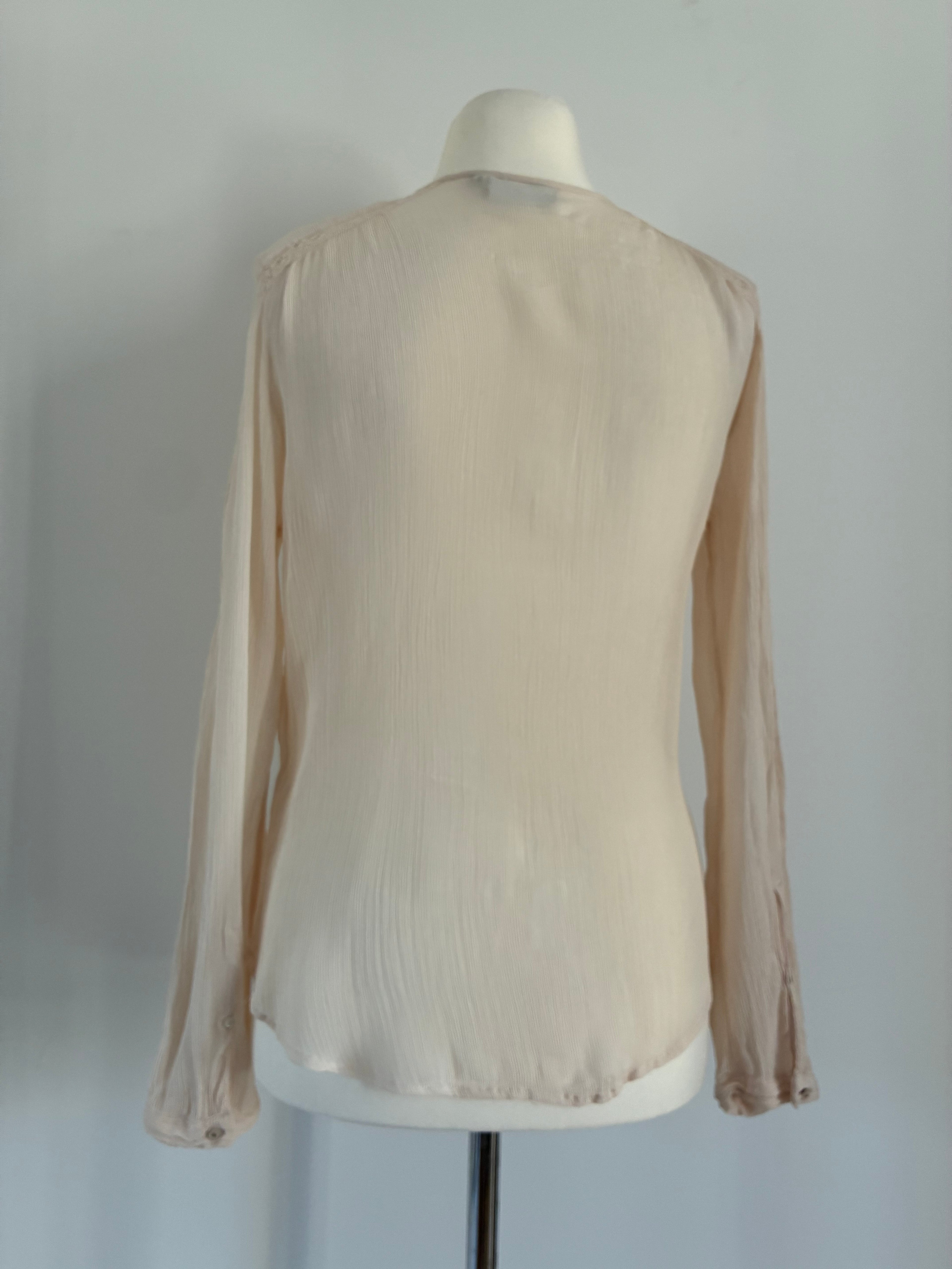 Noa Noa Bluse in Creme mit Spitze und Crinkle-Struktur – Größe XL / 42