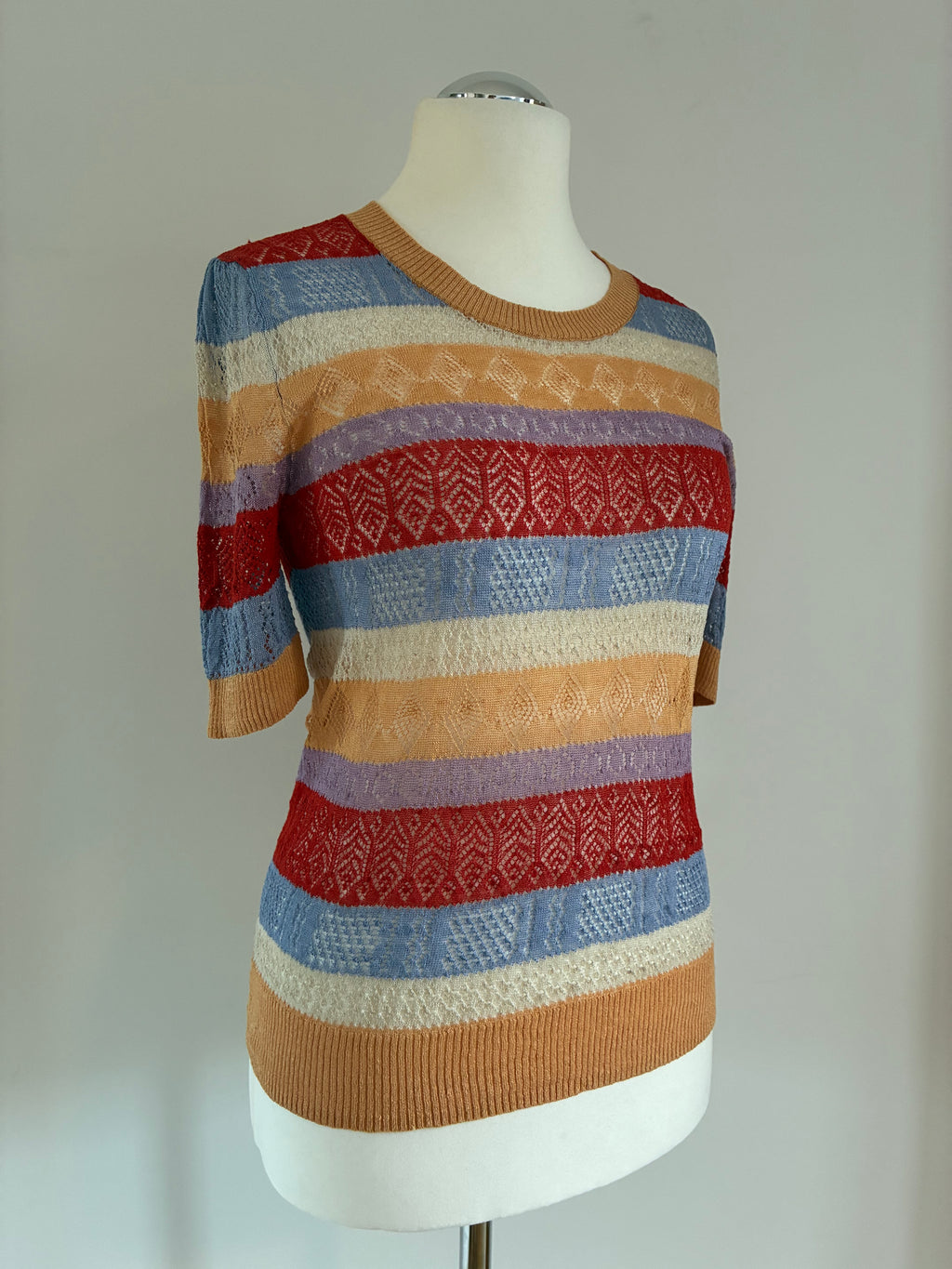 Noa Noa Kurzarm-Pullover Größe L 40 mit Lochmuster – neu mit Etikett