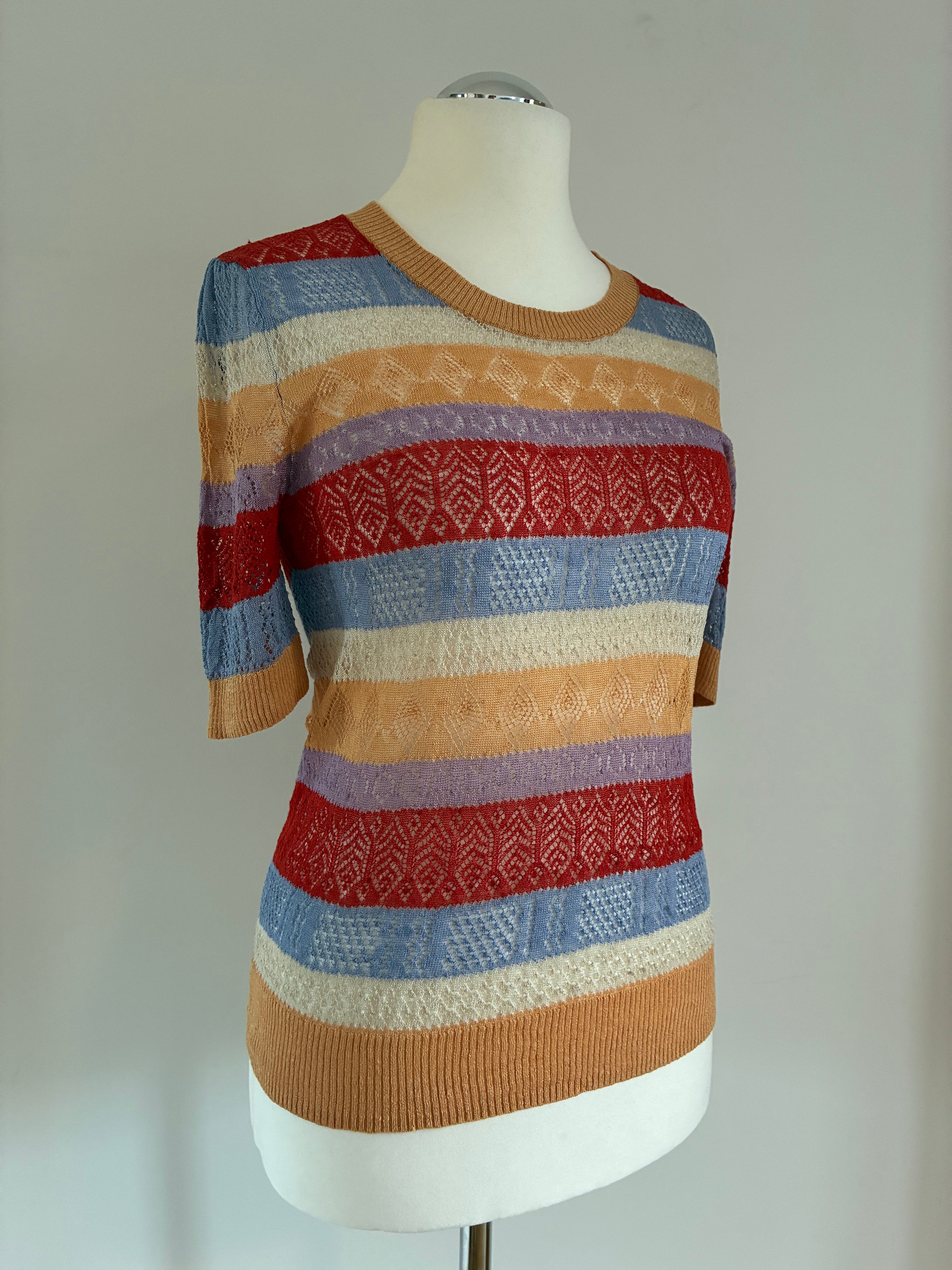 Noa Noa Kurzarm-Pullover Größe L 40 mit Lochmuster – neu mit Etikett