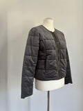 Edle Cream Steppjacke Größe L 40 in Grau mit Samtoptik und goldfarbenem Zipper