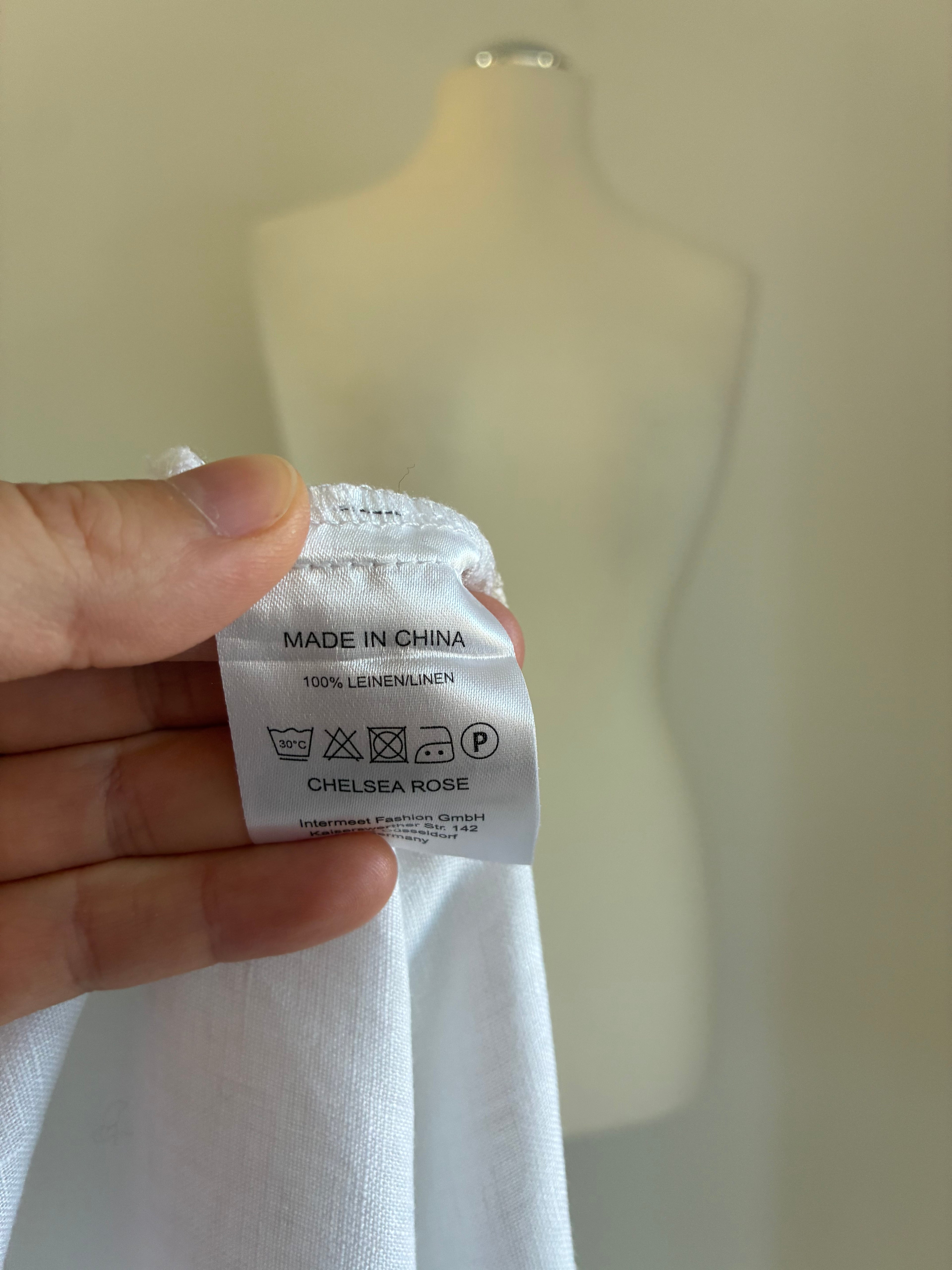 Chelsea Rose Leinenbluse XL 42 – luftig, weiß und fein bestickt