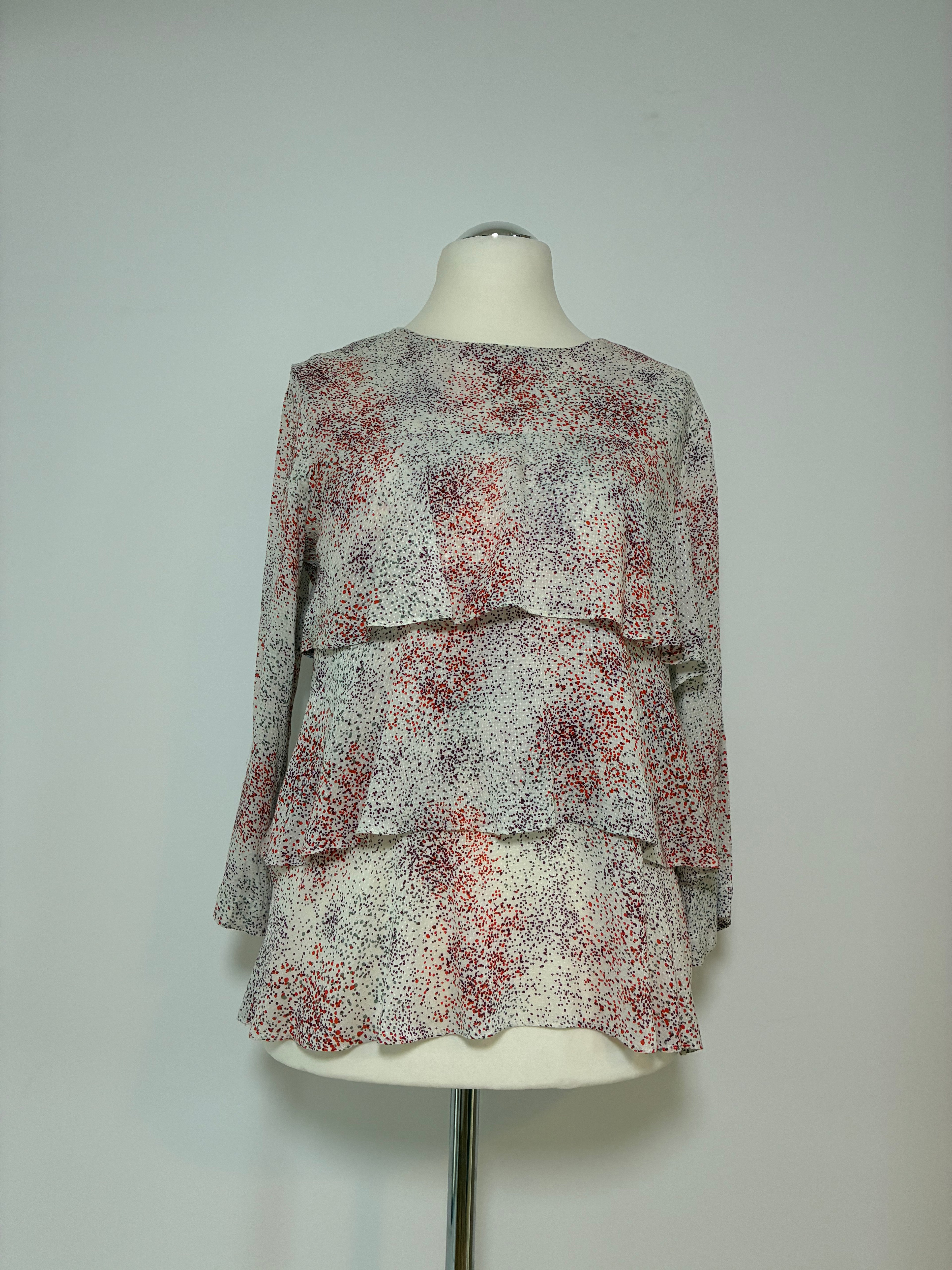 Second Female Sommerbluse Größe L 40 in Creme mit feinem Sprenkelmuster