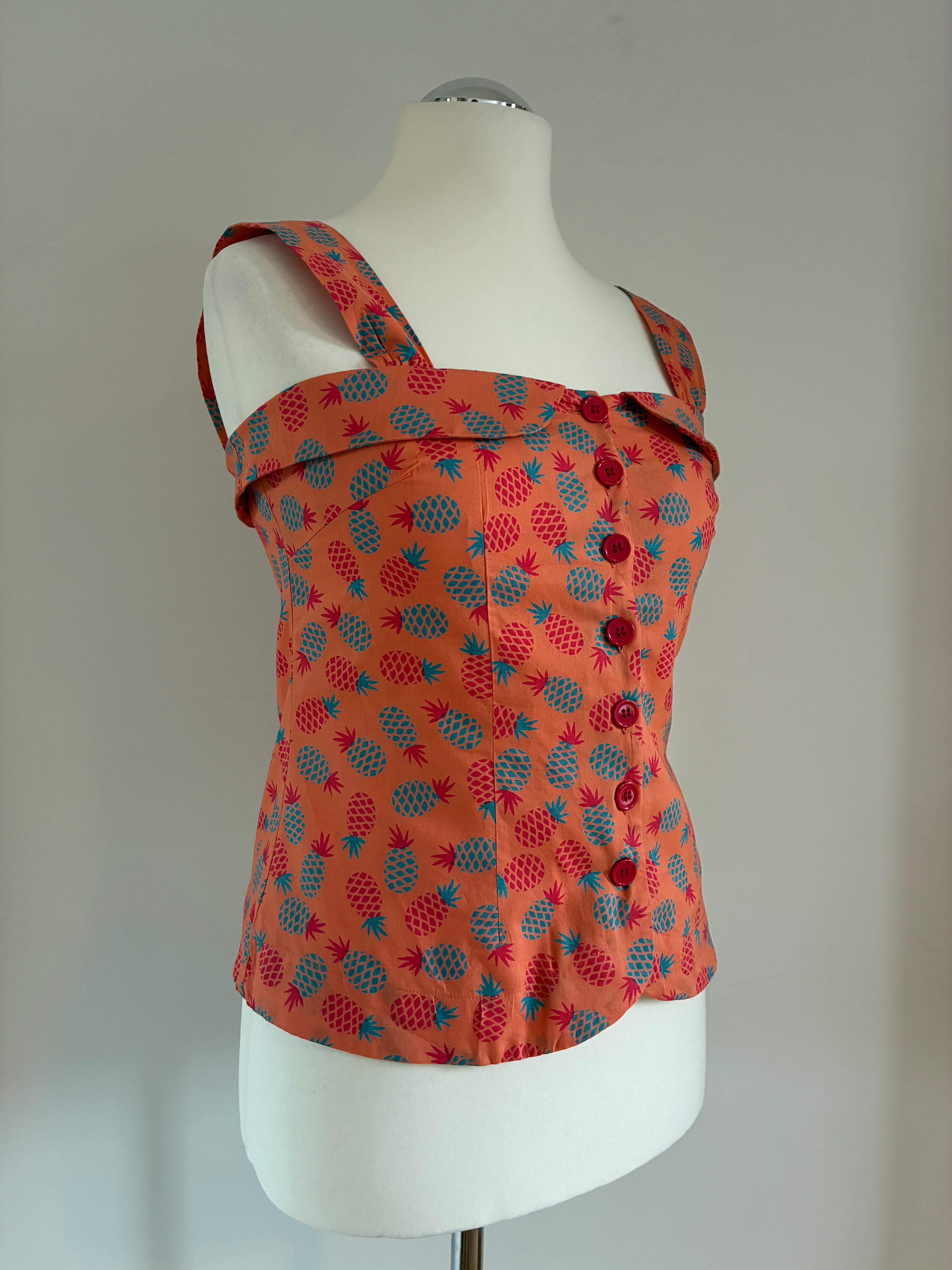 Emily and Fin Baumwollbluse in Orange mit Motiv – Größe M / 38