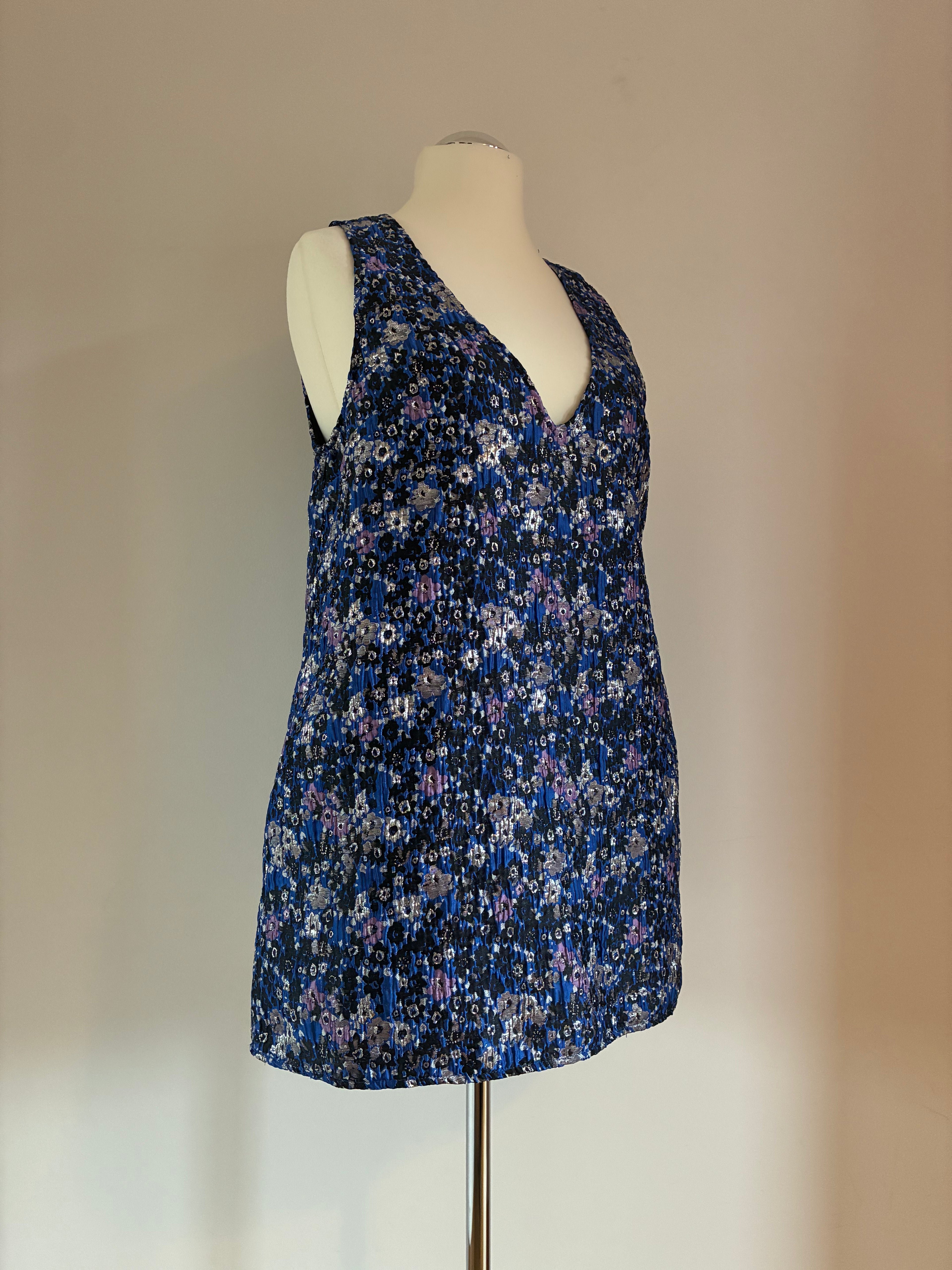Elegantes Boutique-Kleid Gr. 40 - floral, leicht schimmernd und mit Tasche