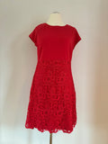 Taifun Kleid Gr. 42 – leuchtend rot mit femininer Lochspitze