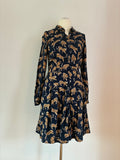 Emily and Fin Kleid Gr. 38 – marineblau mit orangefarbenem Leopardenprint