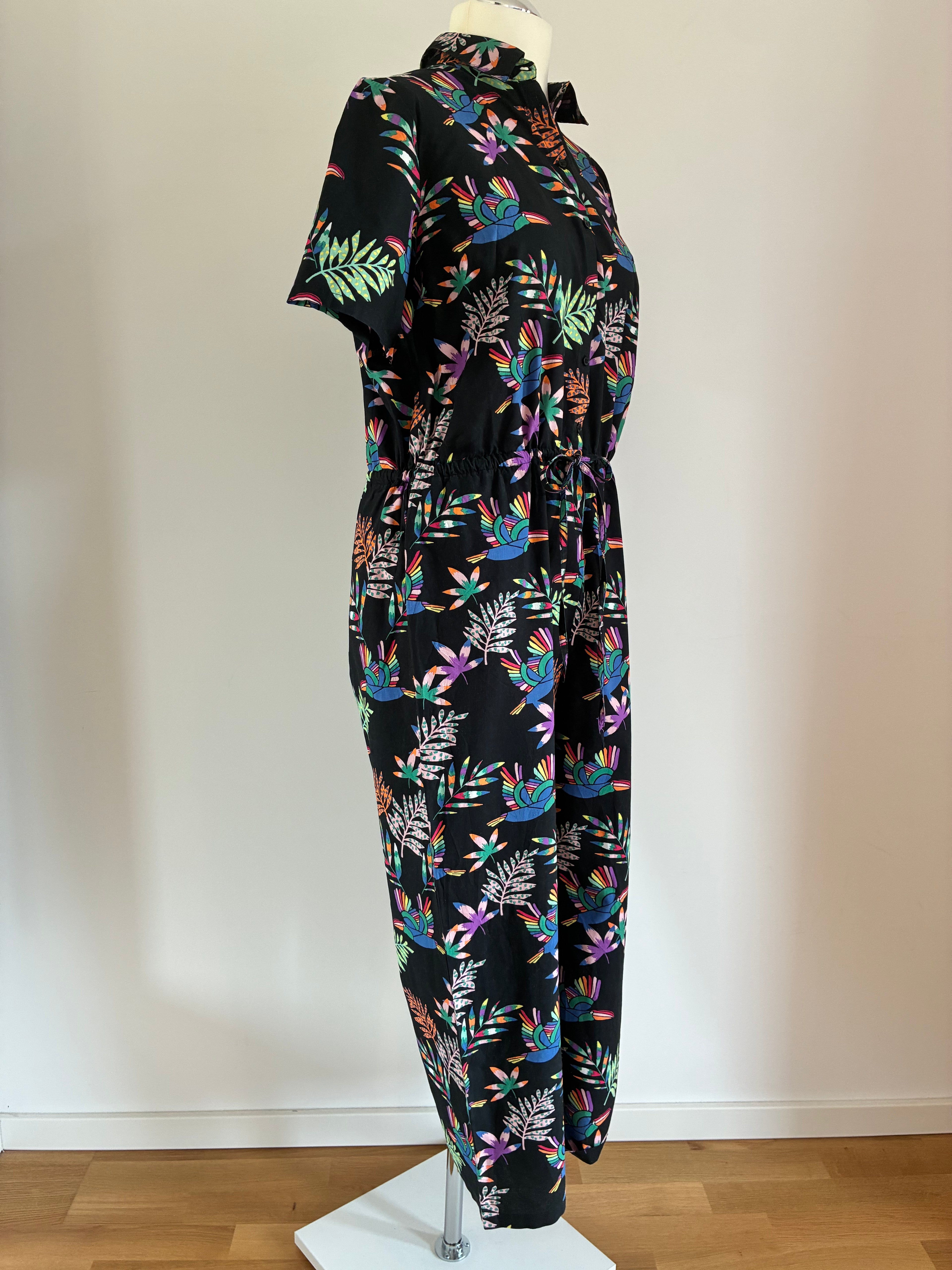 Sugarhill Brighton Jumpsuit mit Tropical-Print – Baumwolle & Bindegürtel | Gr. 42 (UK 16)
