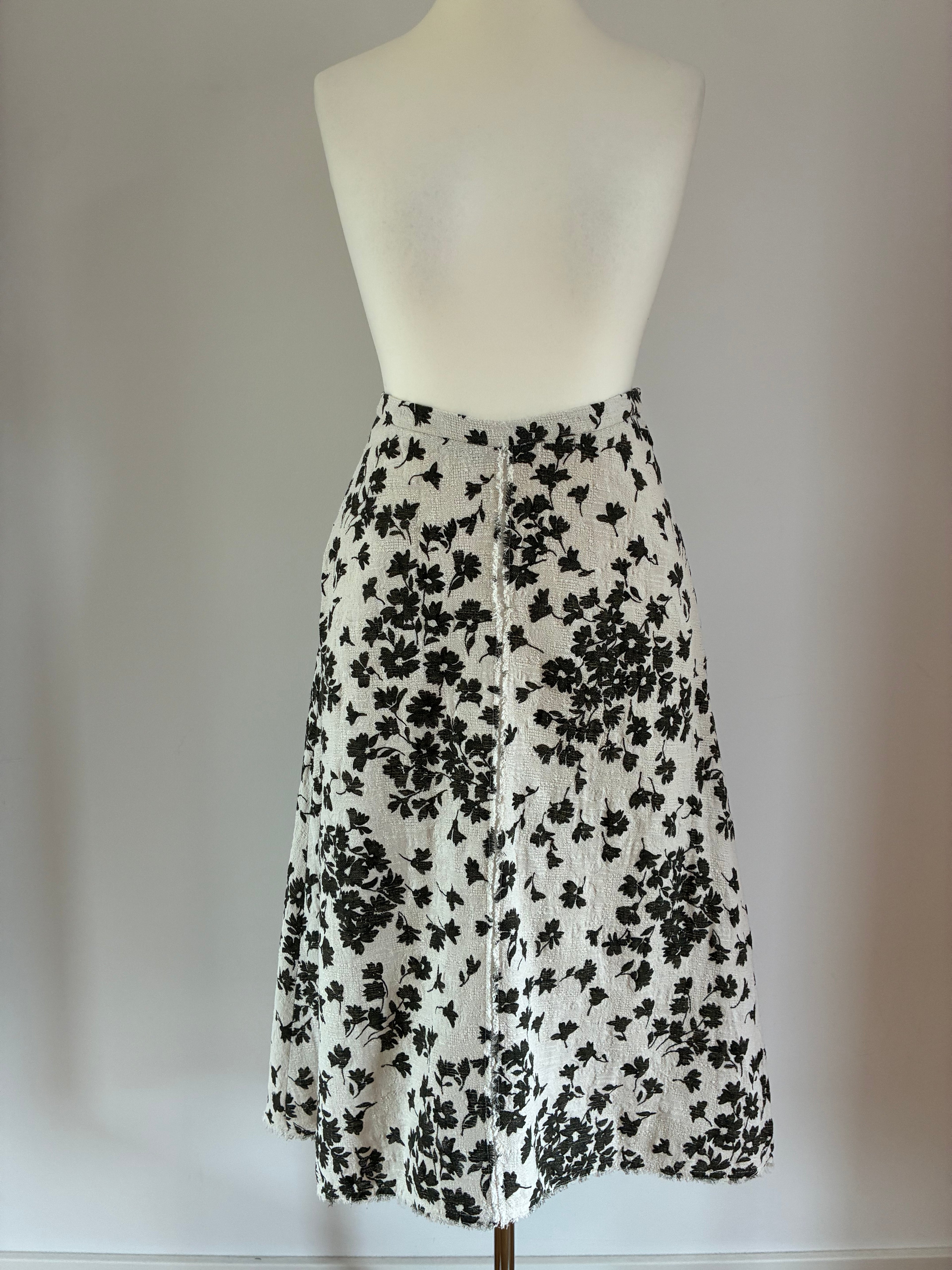 Dorothee Schumacher Midirock Größe 2 36 in Creme und Dunkelgrün – neu mit Etikett