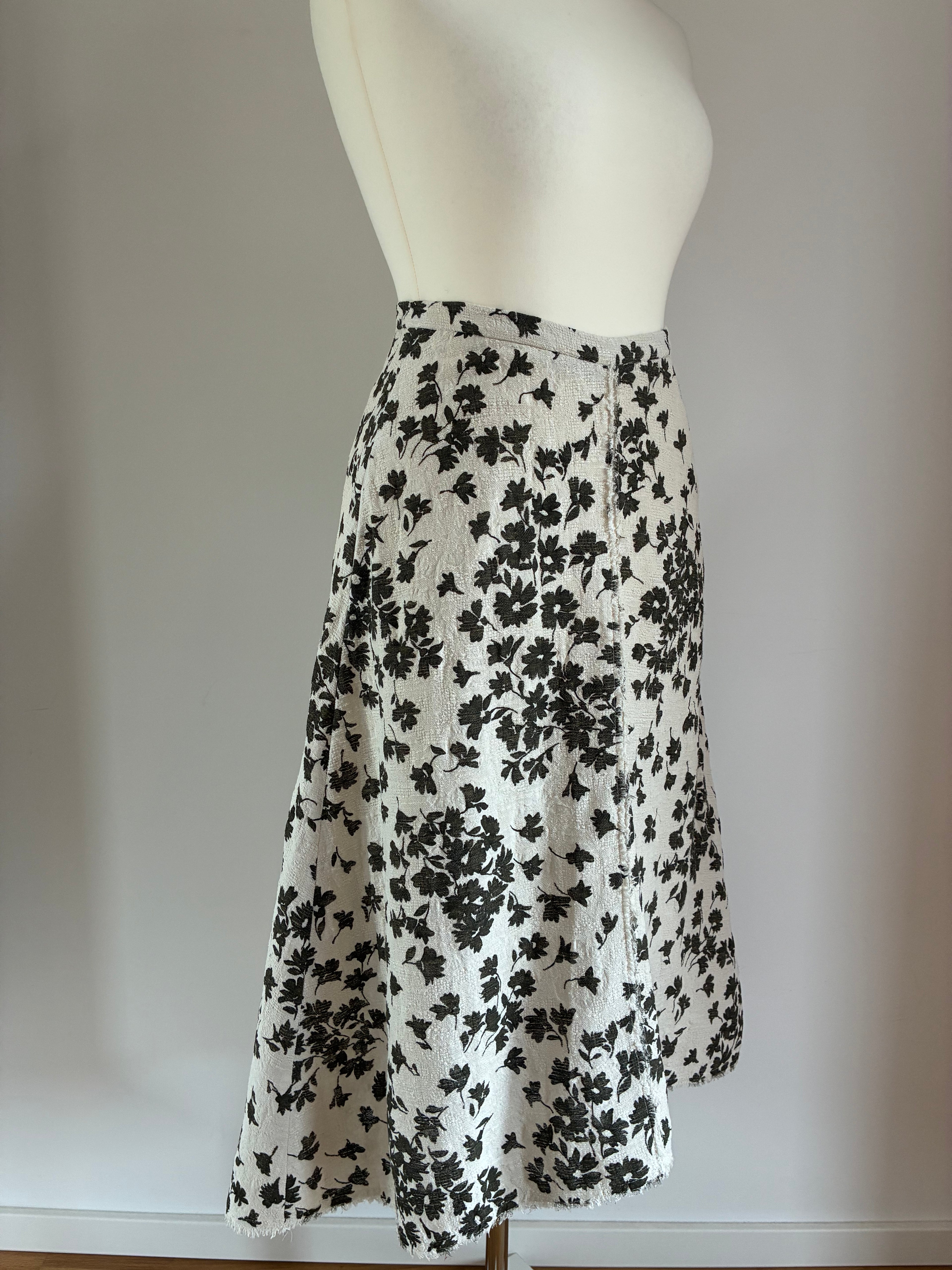 Dorothee Schumacher Midirock Größe 2 36 in Creme und Dunkelgrün – neu mit Etikett