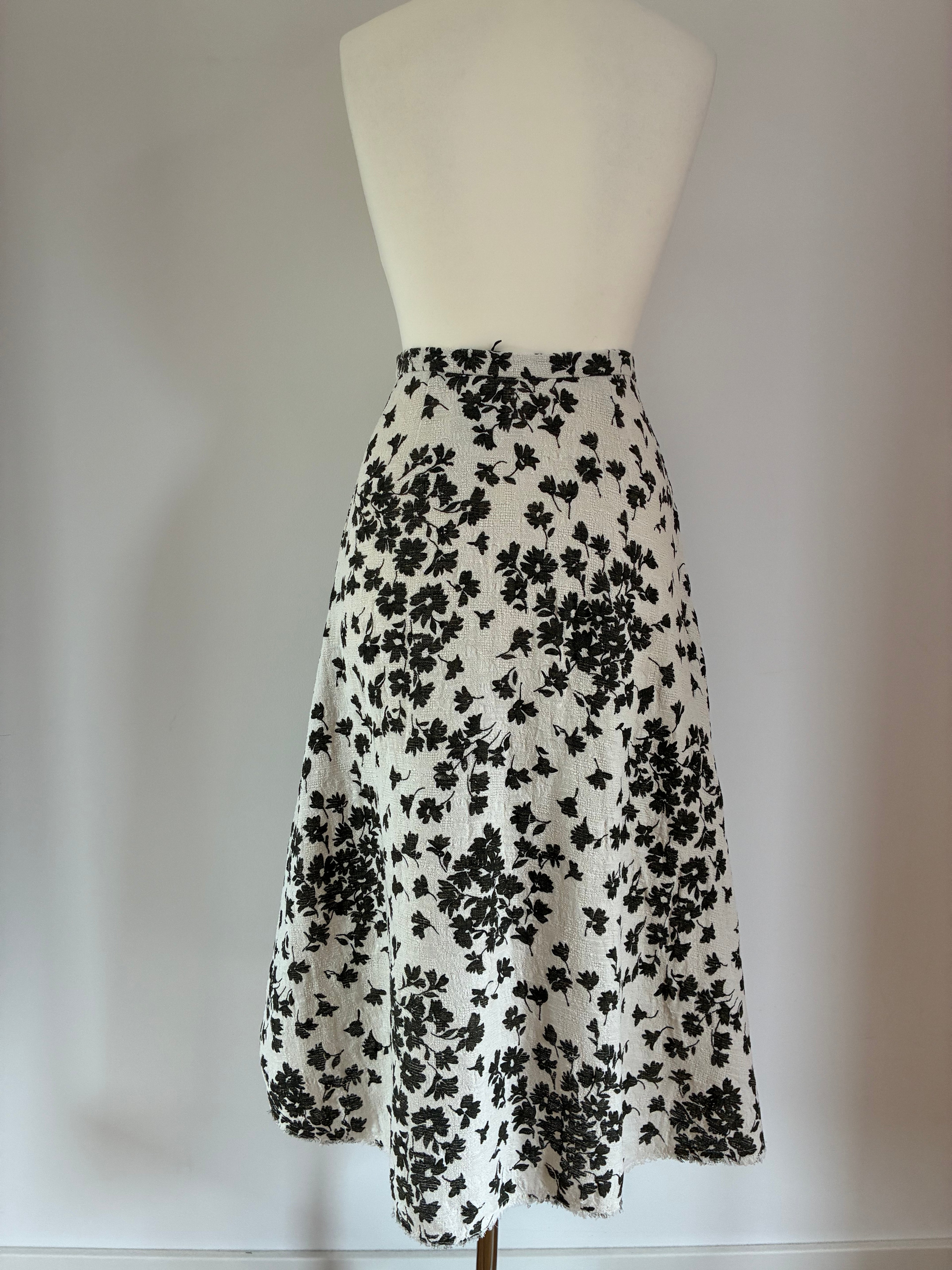 Dorothee Schumacher Midirock Größe 2 36 in Creme und Dunkelgrün – neu mit Etikett